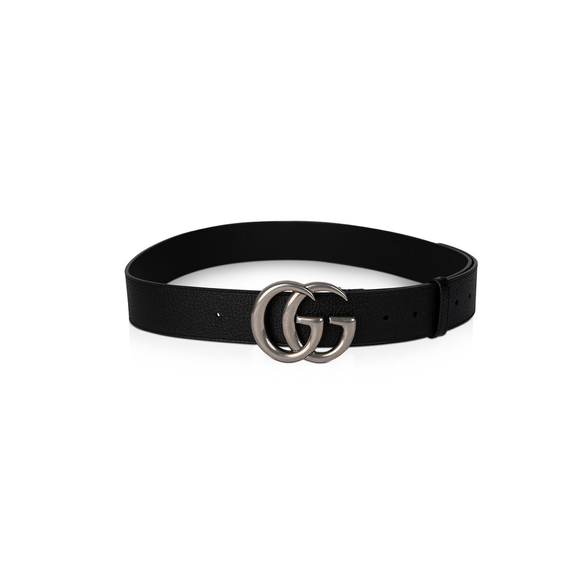 Gucci Black Leather Belt with Double G Buckle