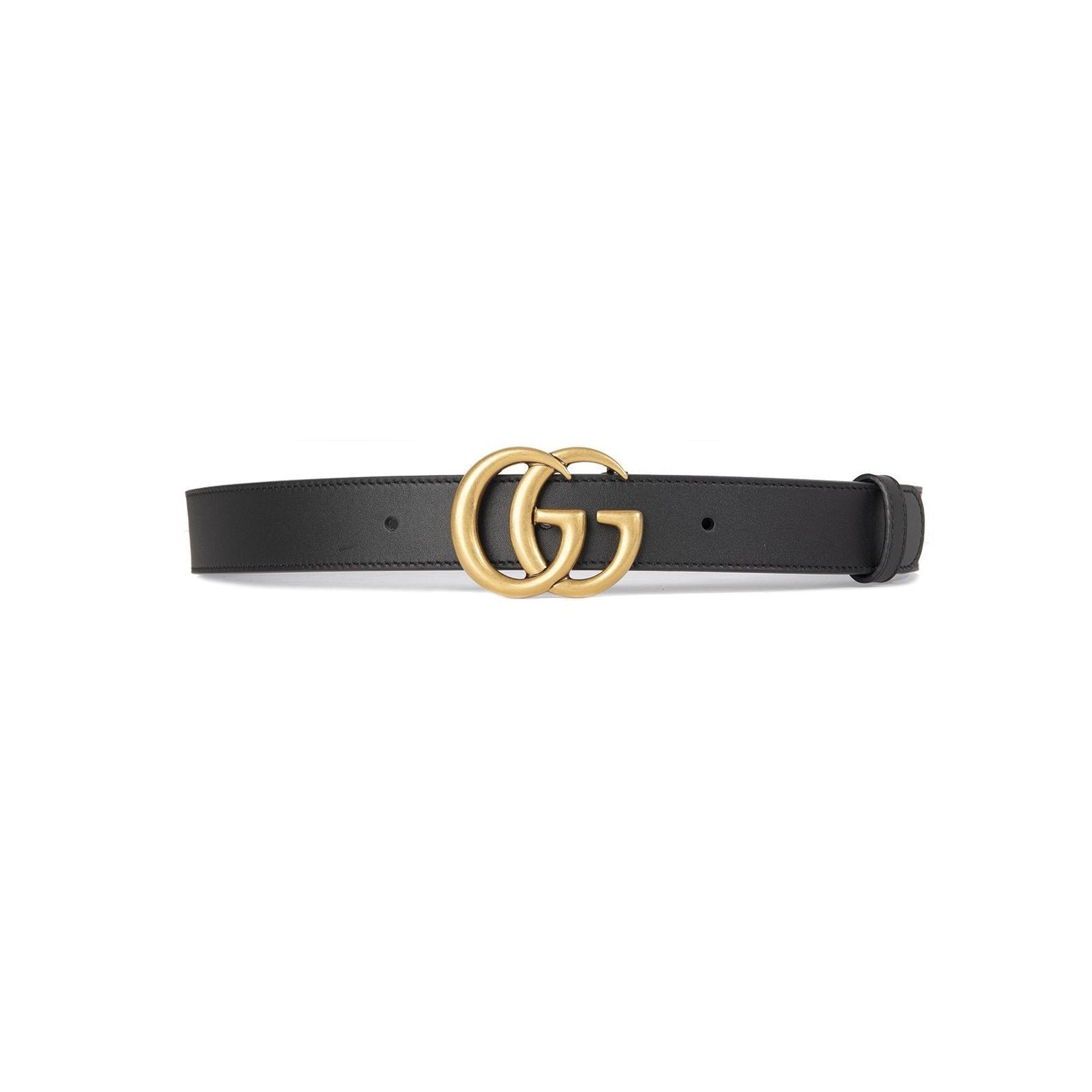 Gucci Black Leather Belt with Double G Buckle