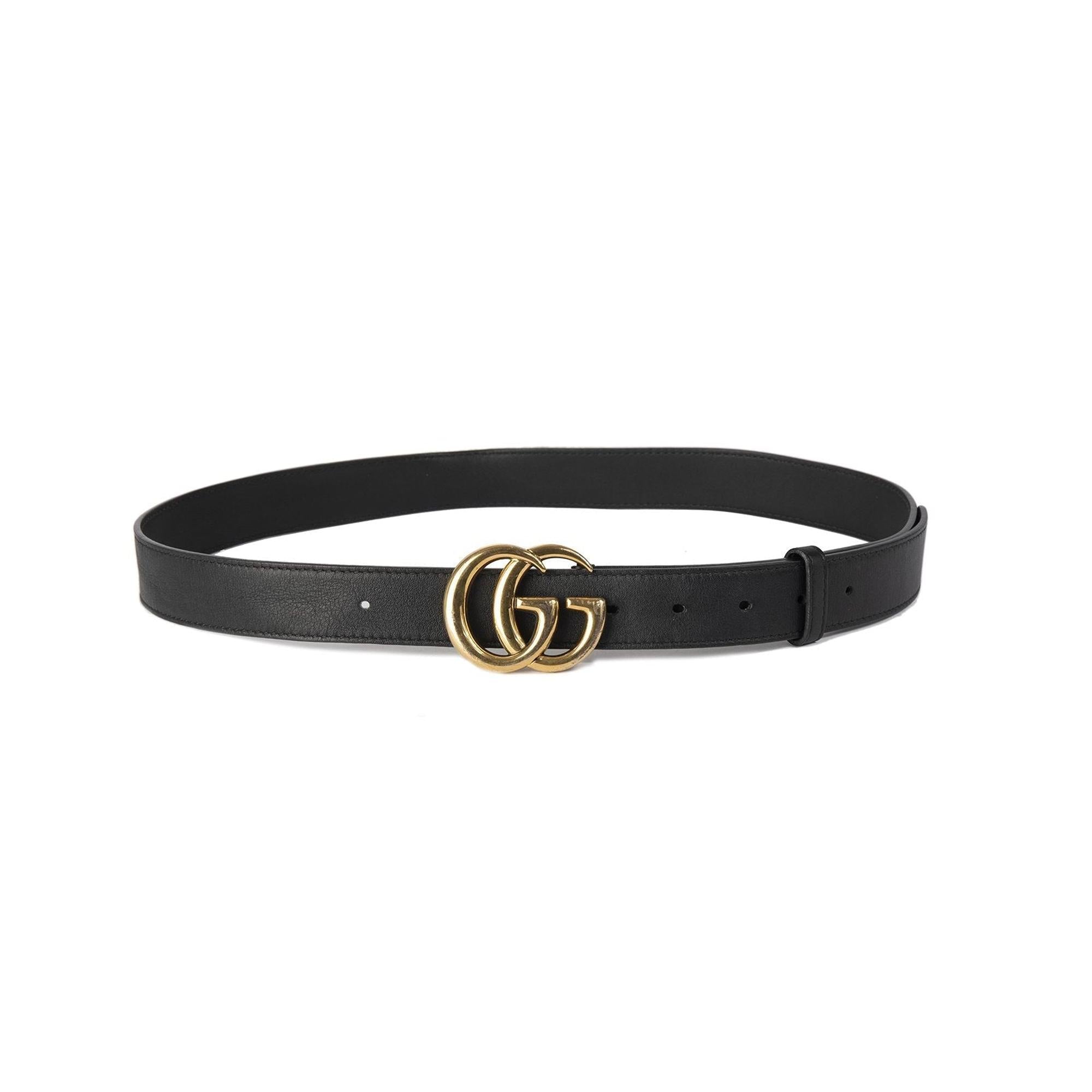 Gucci Black Leather Belt with Double G Buckle