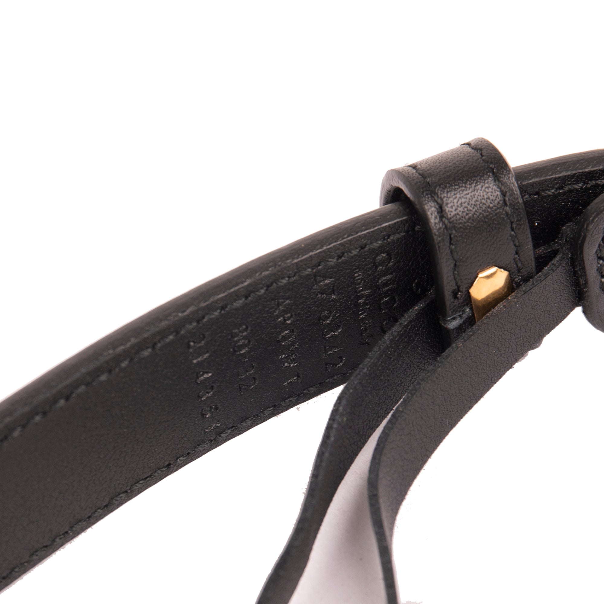 Gucci Black Leather Belt with Pearl Double G Buckle w/ Box