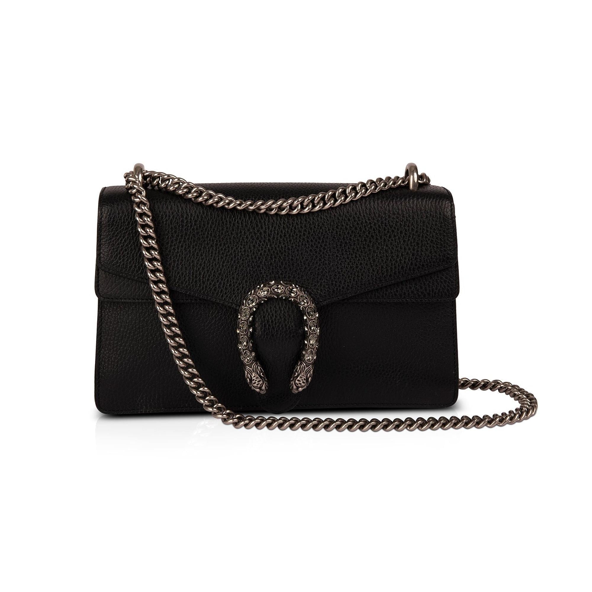 Gucci Black Leather Dionysus Small Shoulder Bag