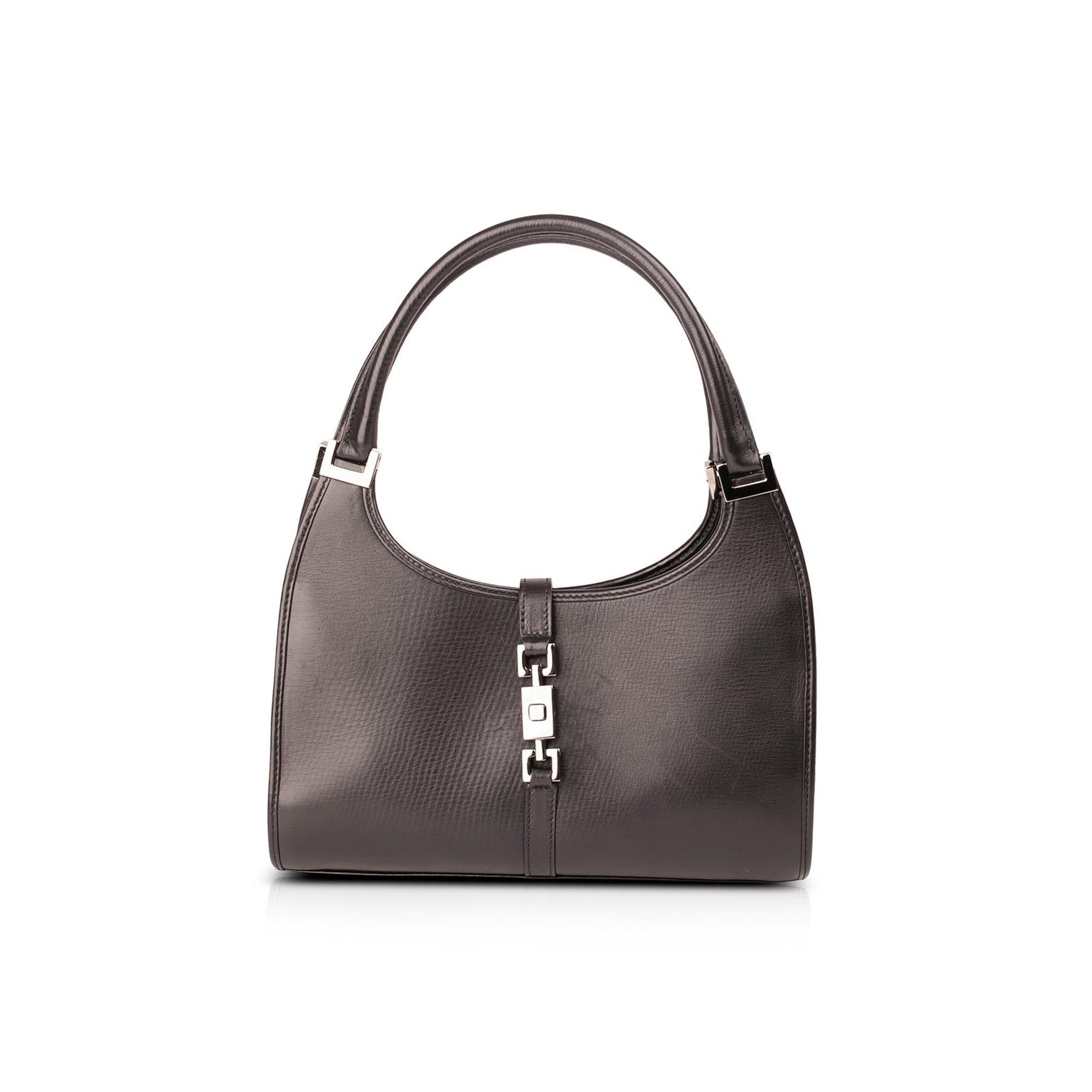 Gucci Black Leather Jackie Bardot Bag