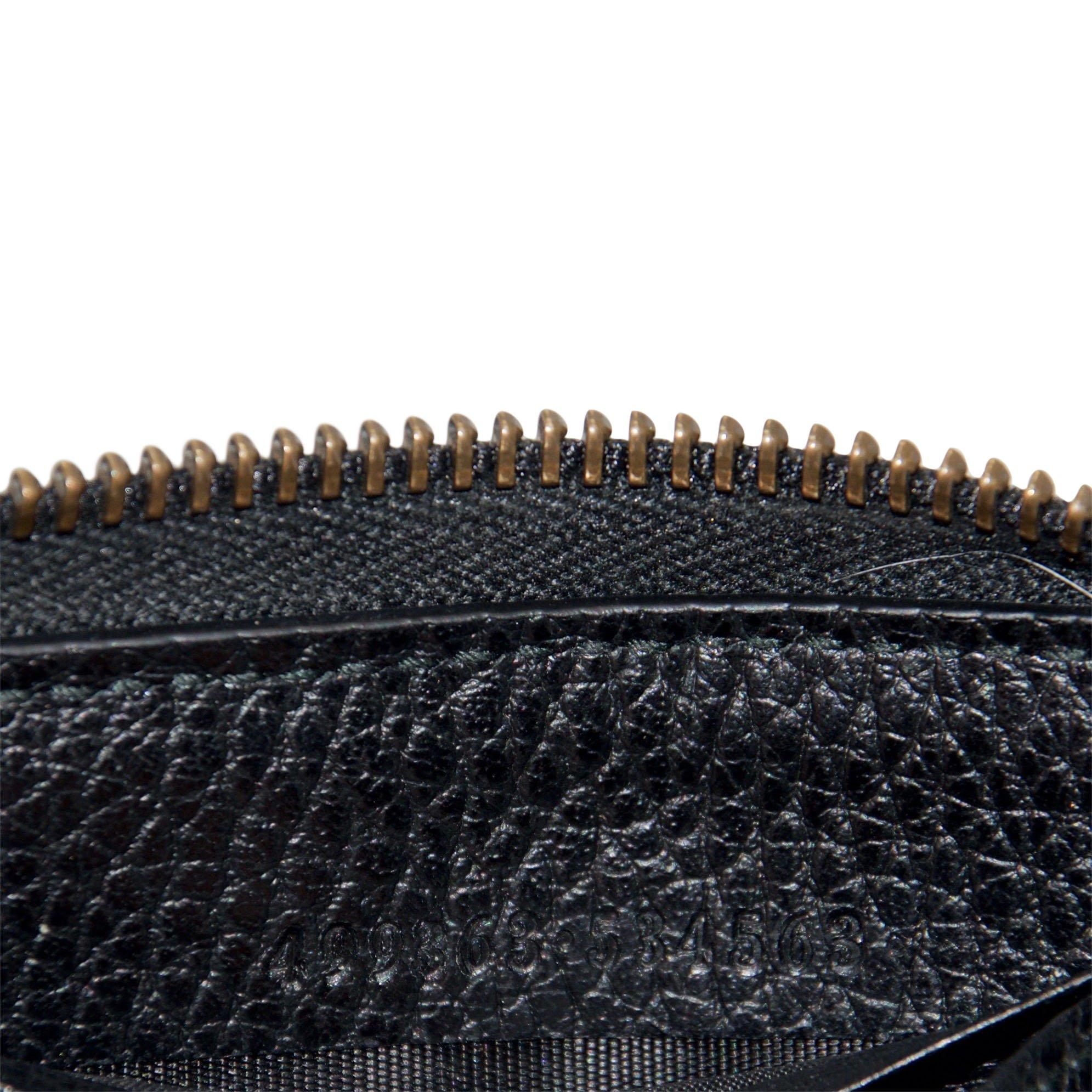 Gucci Black Leather Zip-Around Wallet with Butterfly