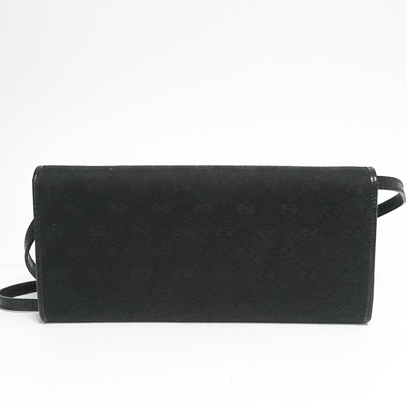 Gucci Black Monogram Bamboo Bar Clutch