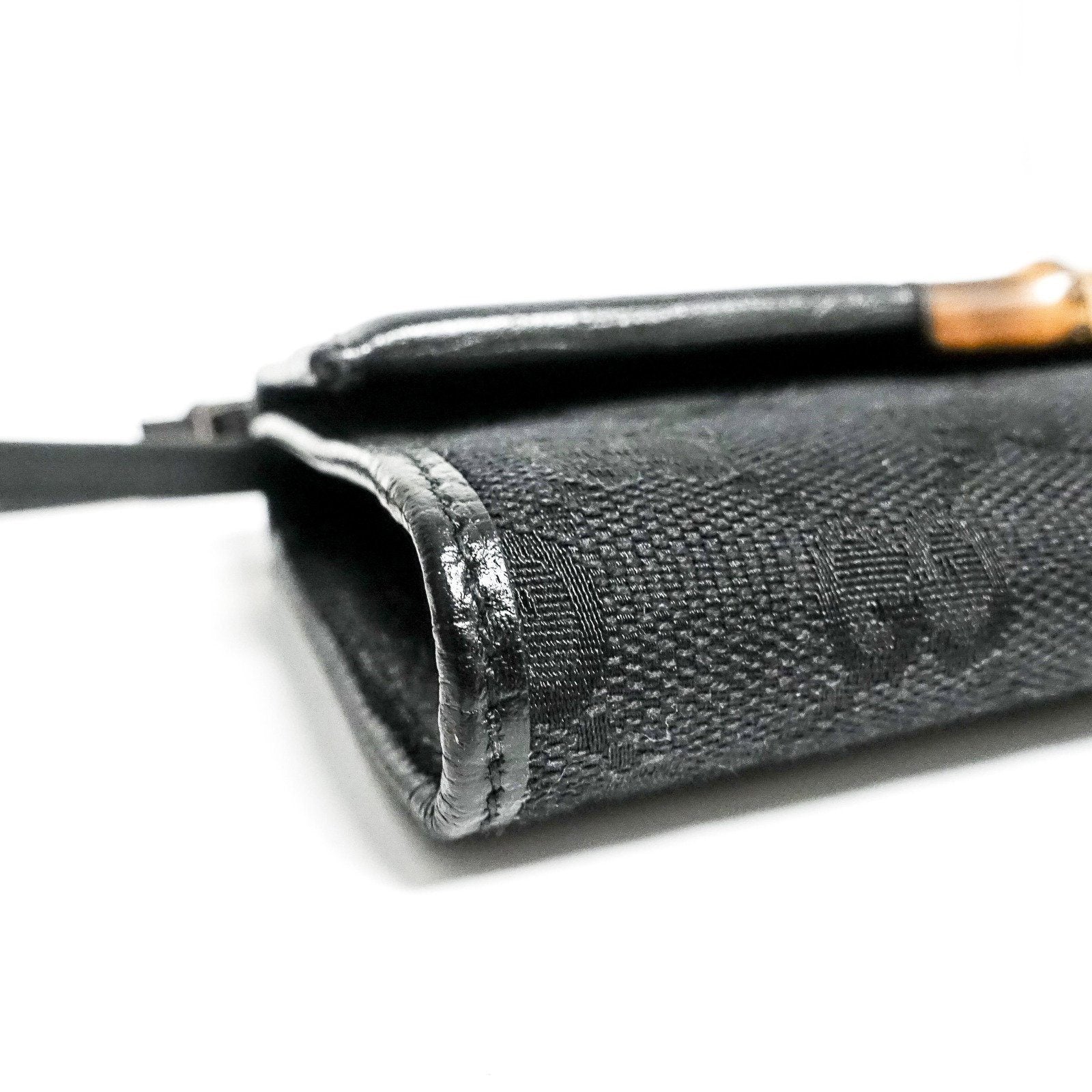 Gucci Black Monogram Bamboo Bar Clutch