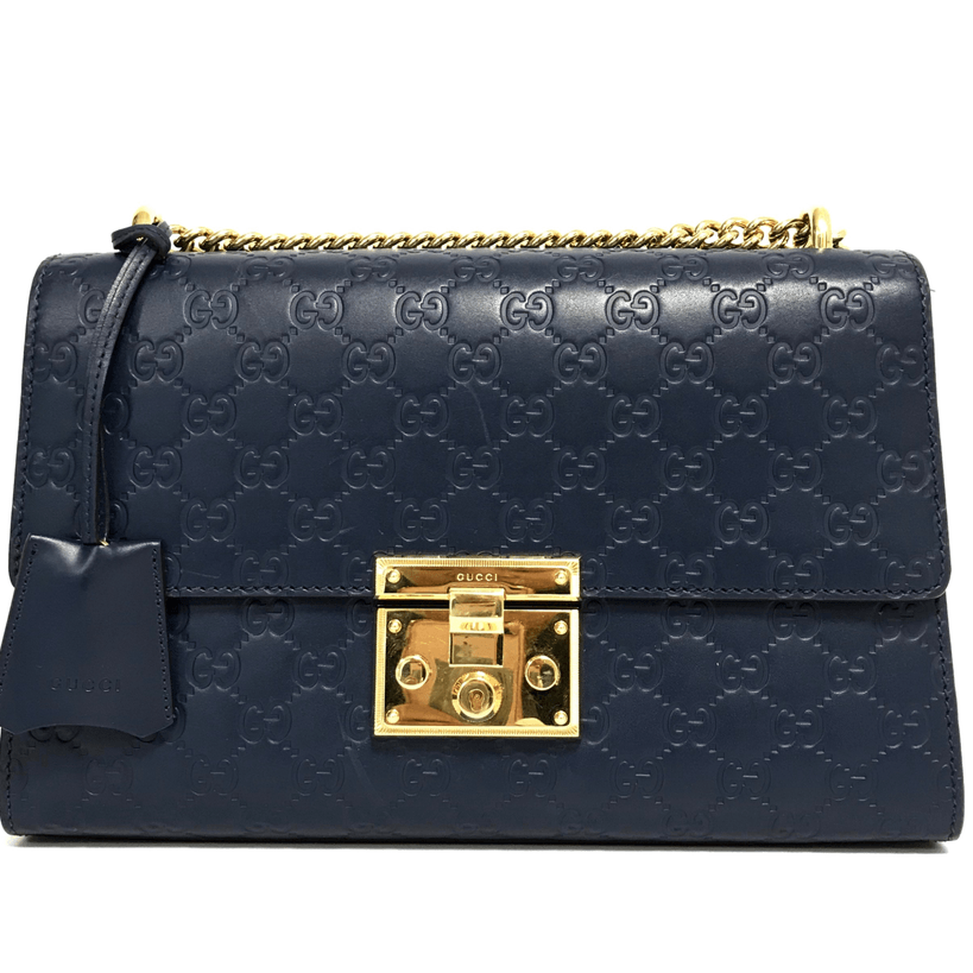 Gucci Blue Medium Padlock Signature Shoulder Bag