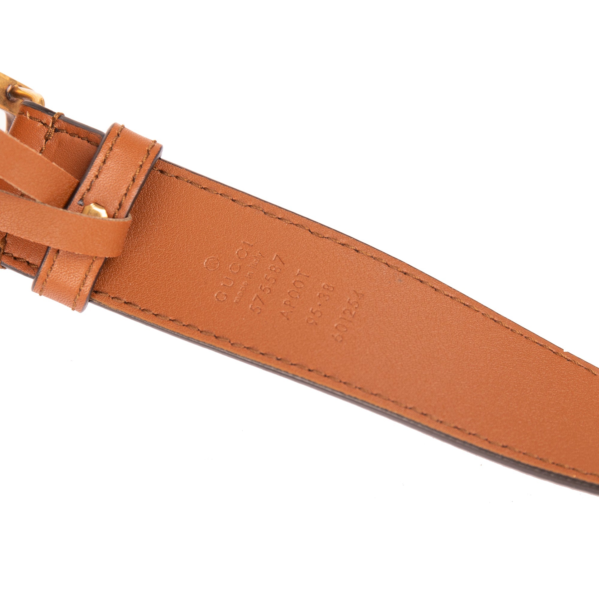 Gucci Brown Leather Belt with Double G Framed Buckle