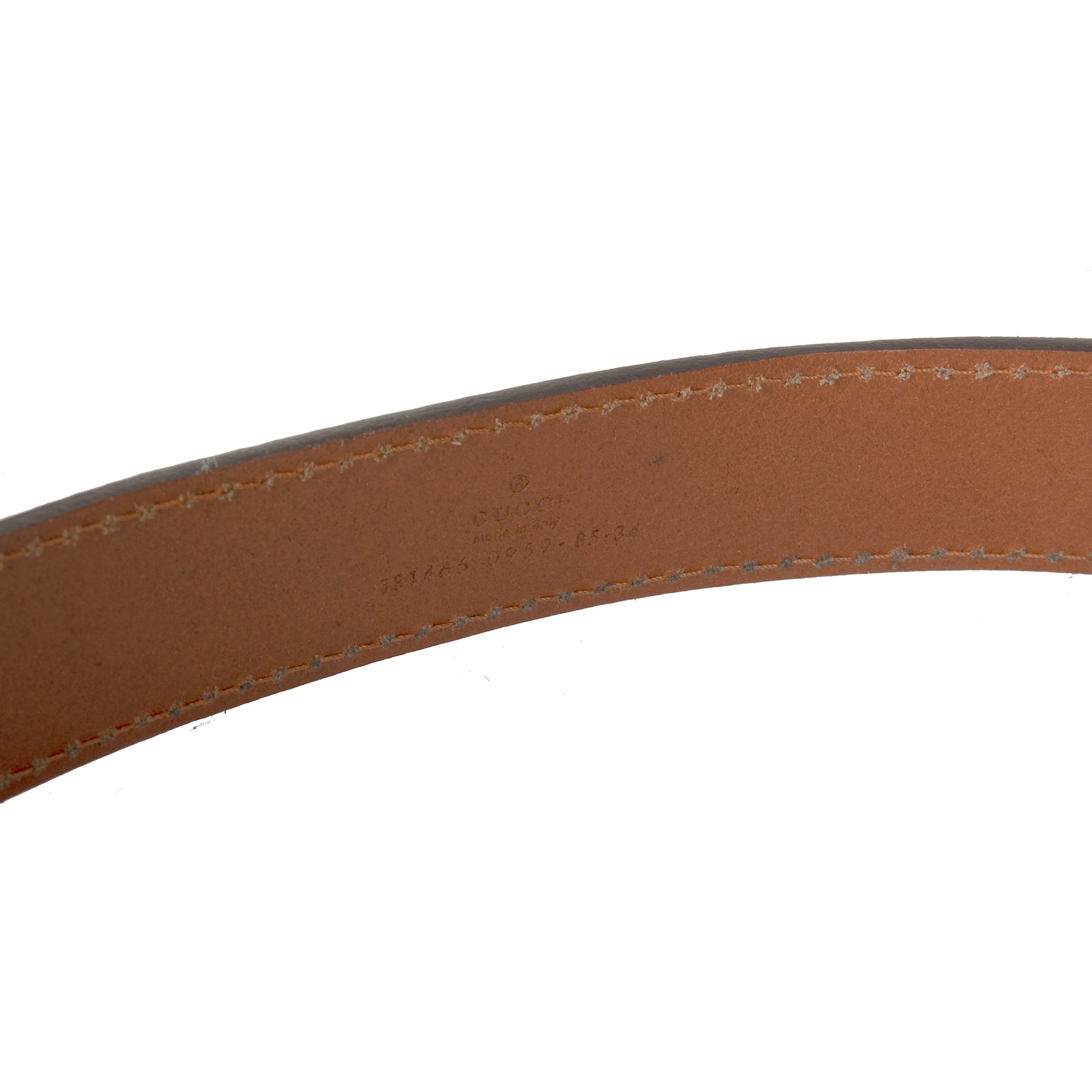 Gucci Brown Leather Belt with Script Logo Buckle