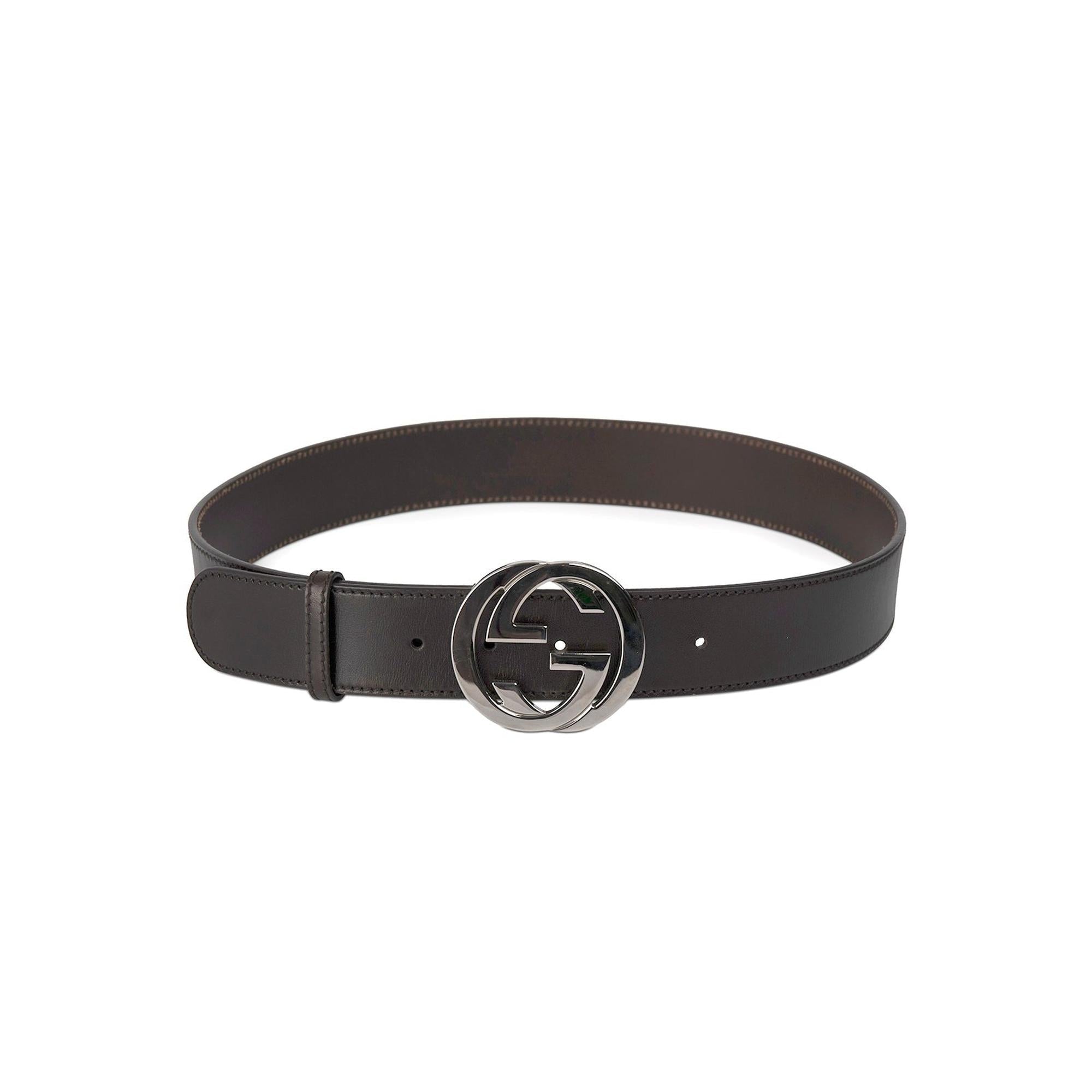 Gucci Brown Leather Interlocking G Belt