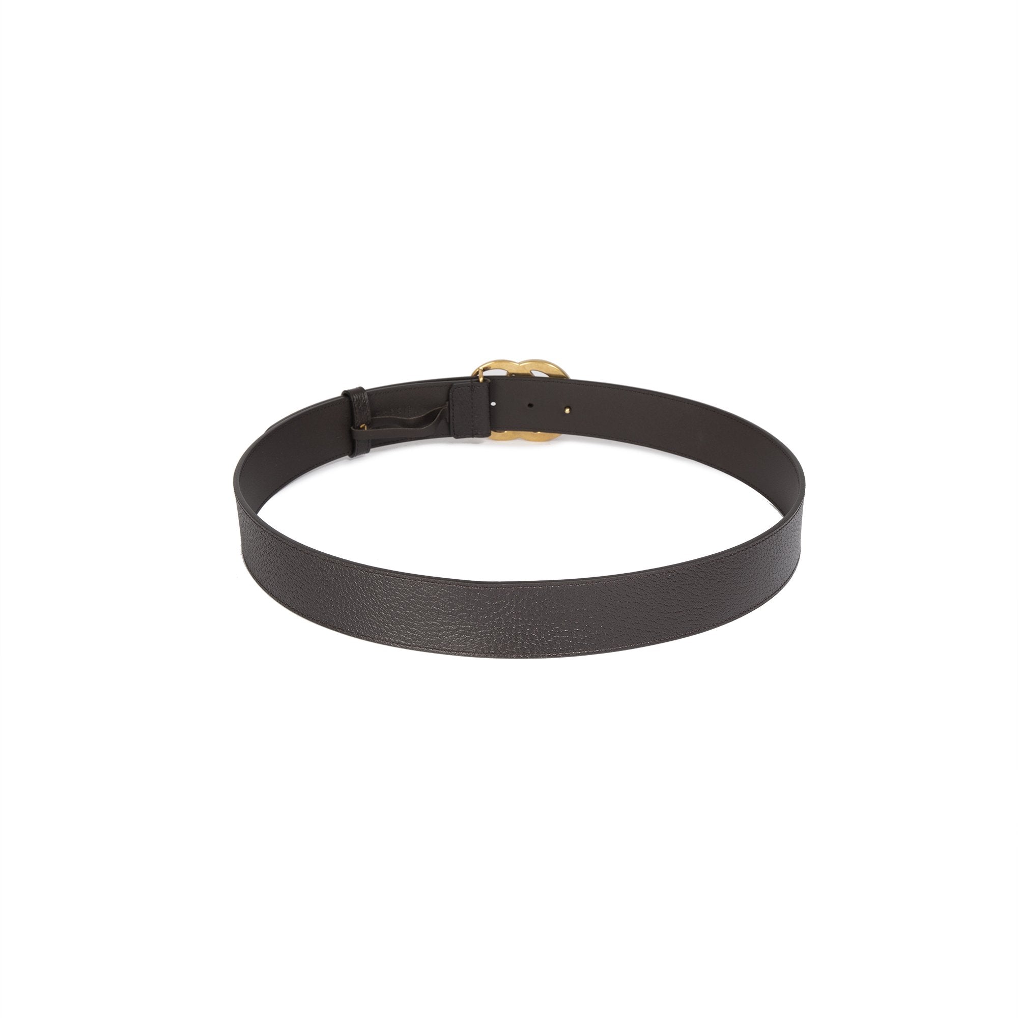 Gucci Brown Wide Leather Belt with Double G Buckle