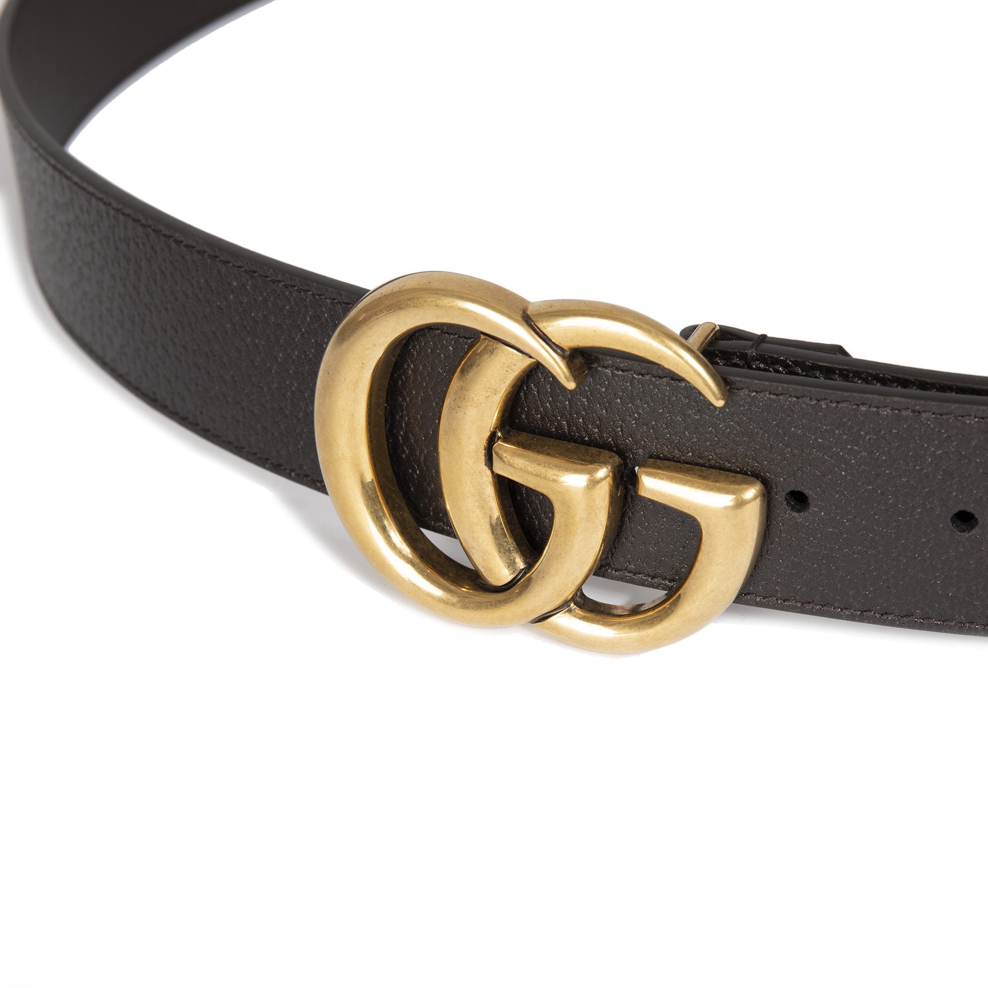 Gucci Brown Wide Leather Belt with Double G Buckle