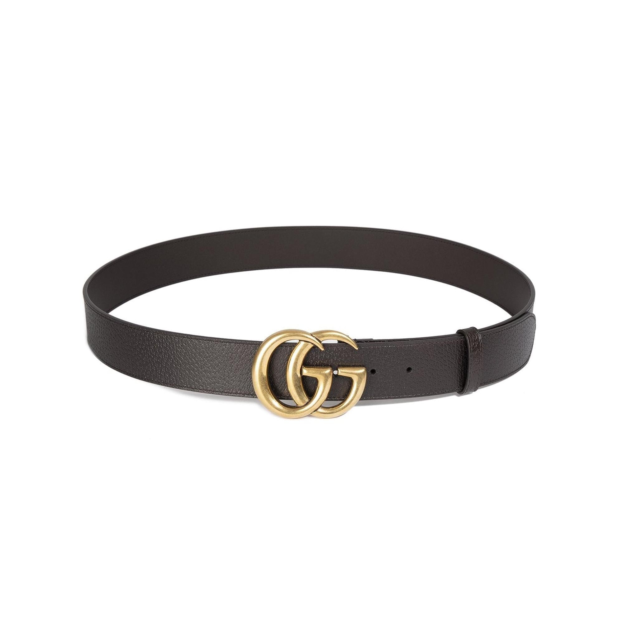 Gucci Brown Wide Leather Belt with Double G Buckle