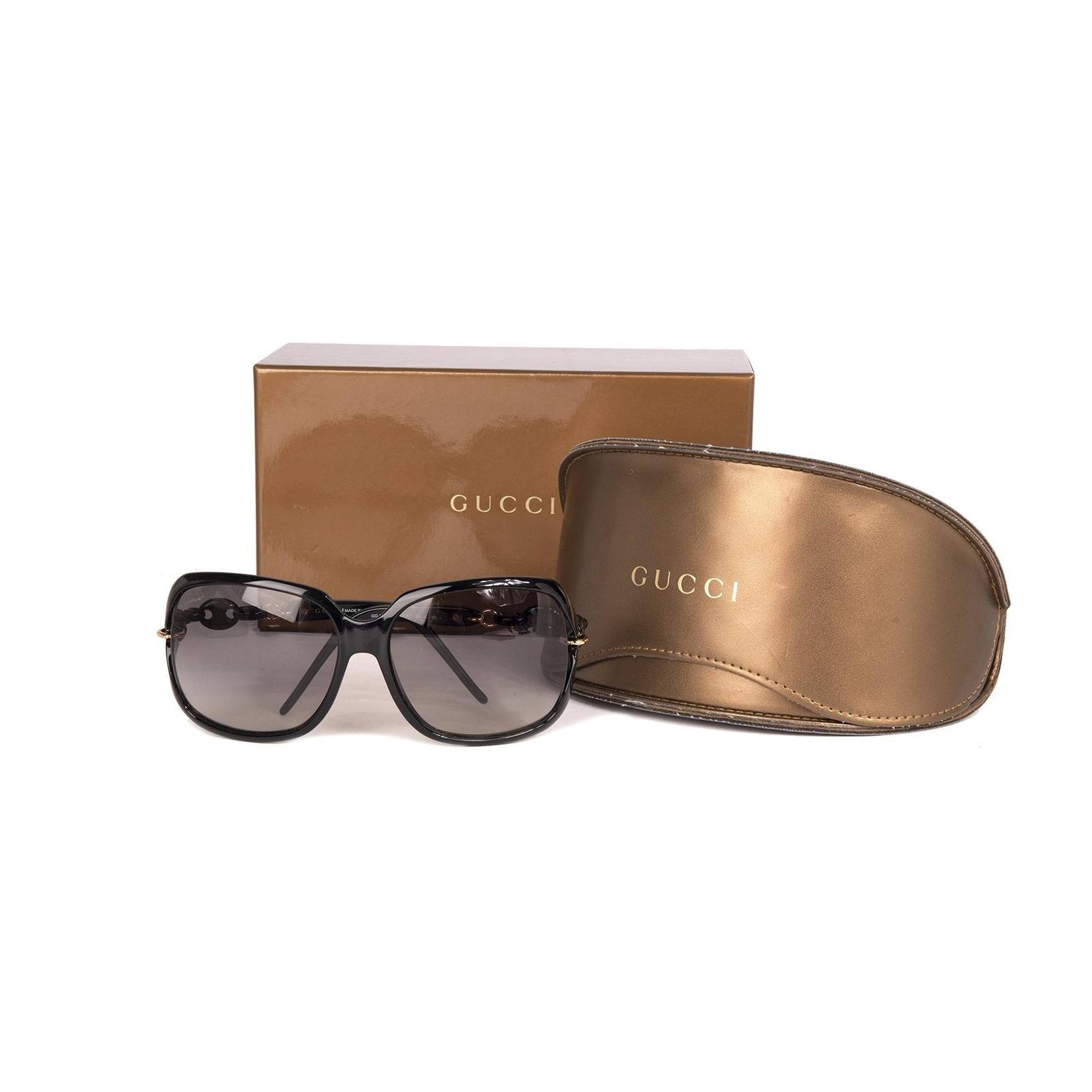 Gucci Chain-Link Oversize Sunglasses w/ Box & Case