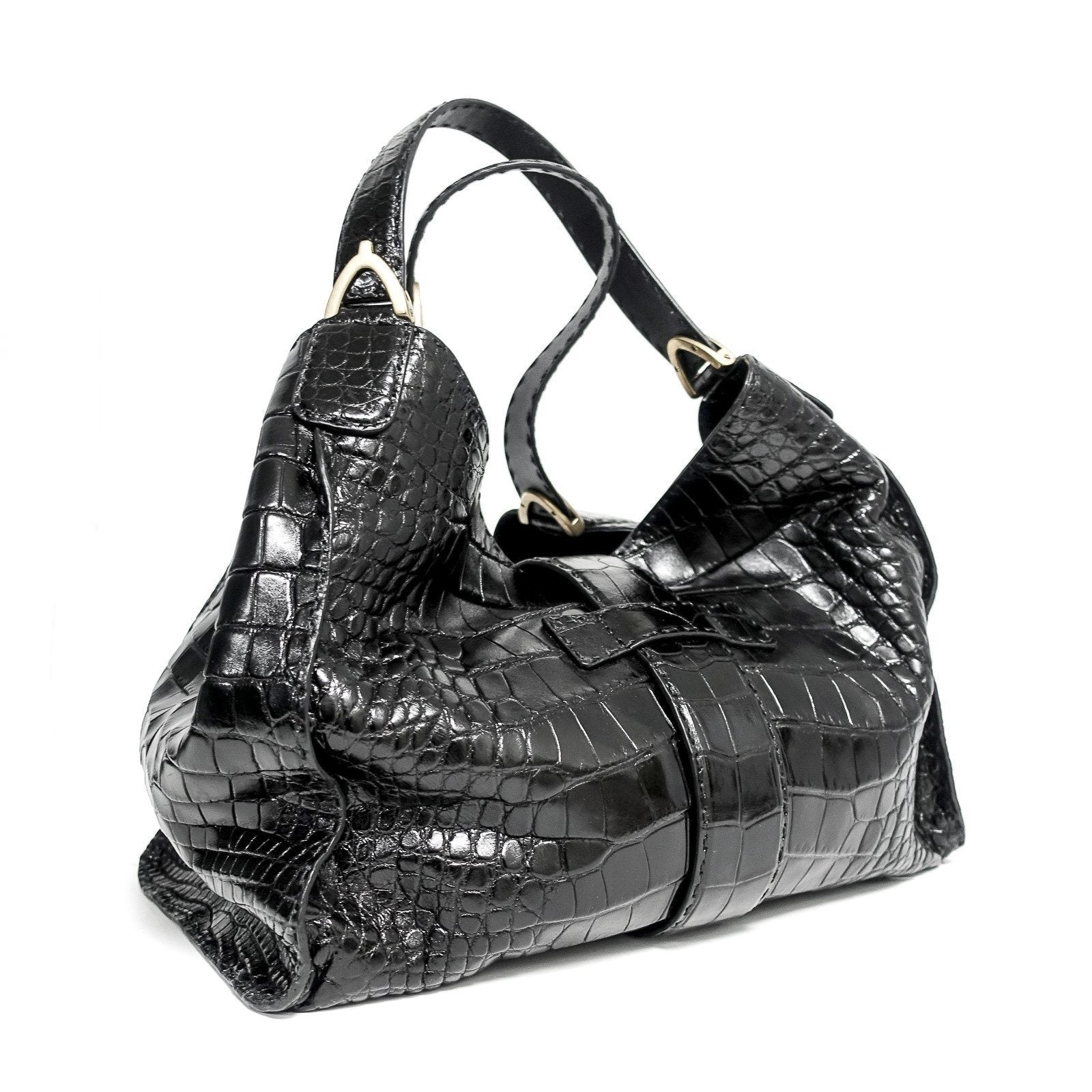 Gucci Crocodile Soft Stirrup Tote