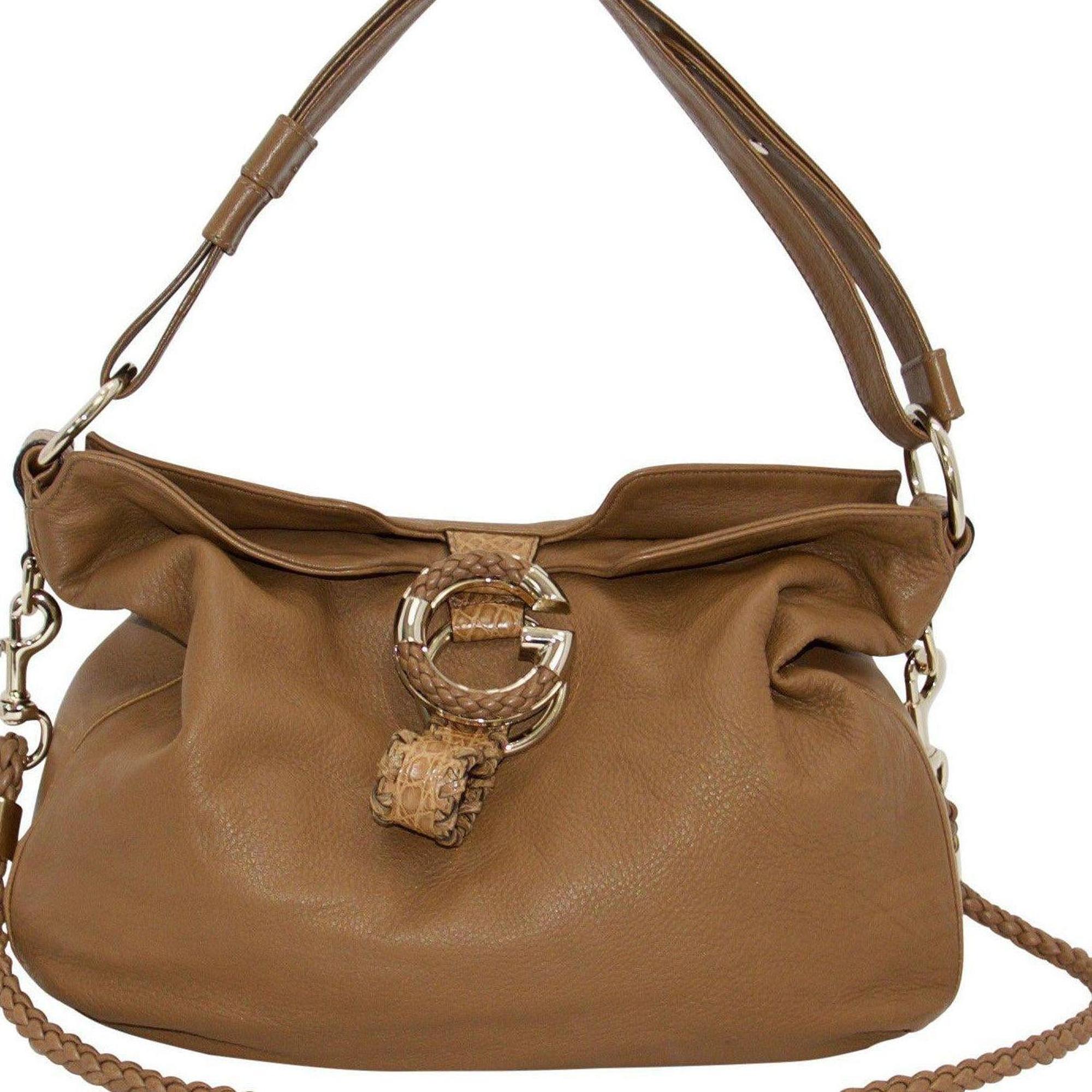 Gucci Crocodile-Trimmed G Wave Hobo