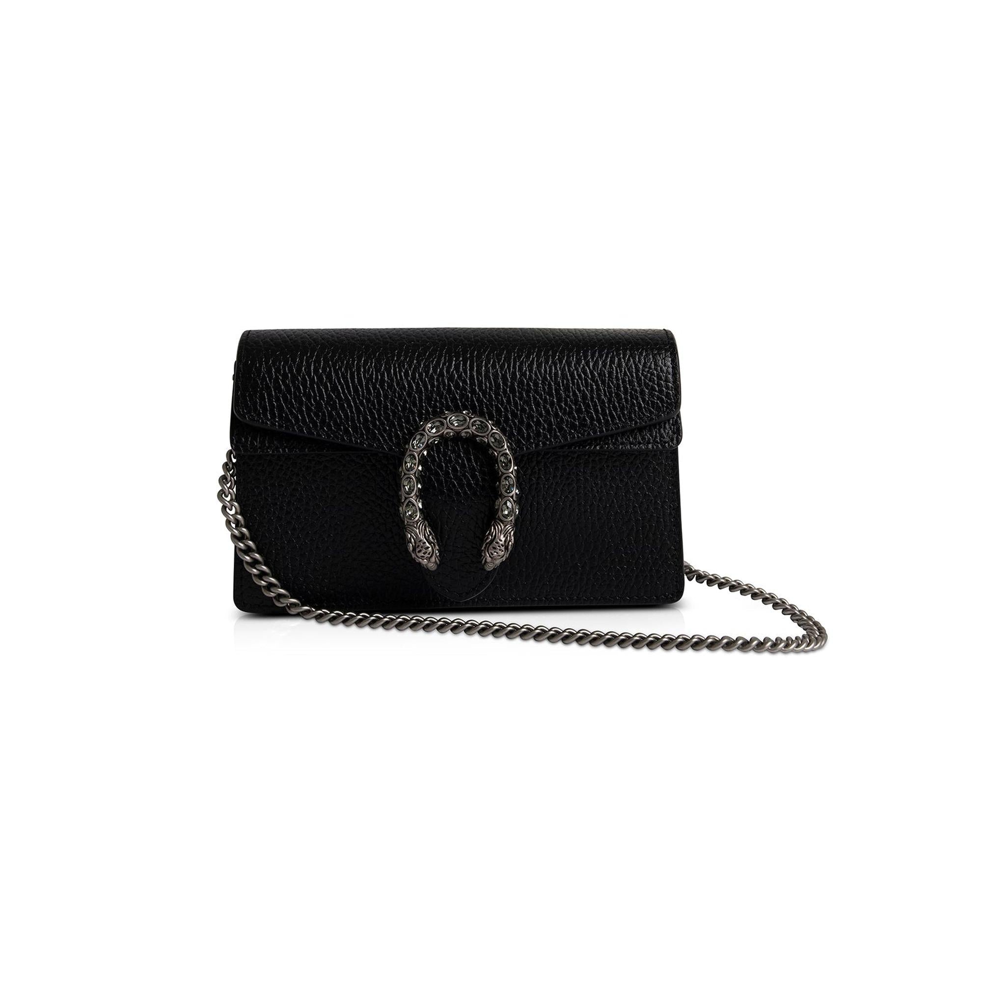 Gucci Dionysus Black Leather Super Mini Bag