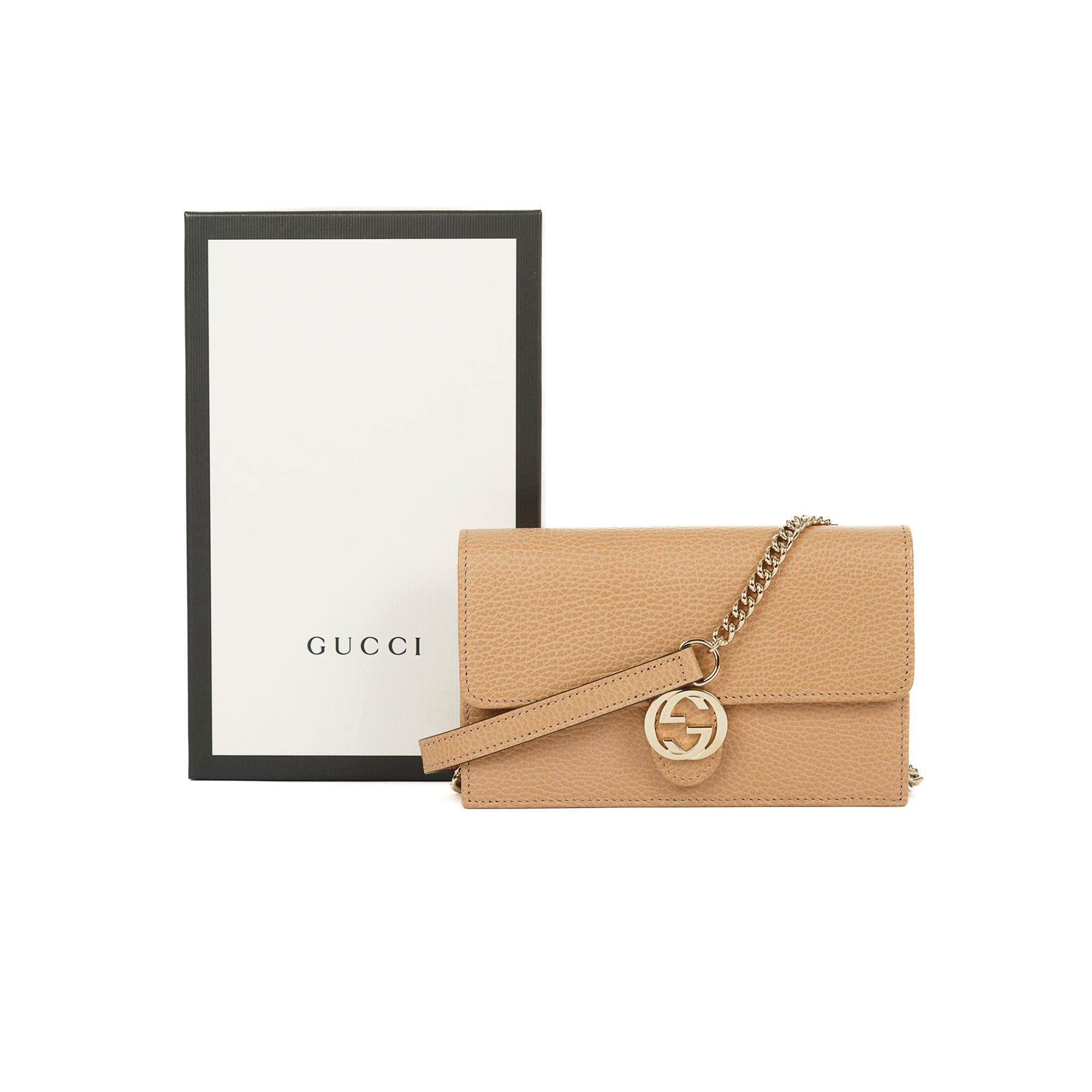 Gucci Dollar Interlocking G Wallet on Chain w/ Box