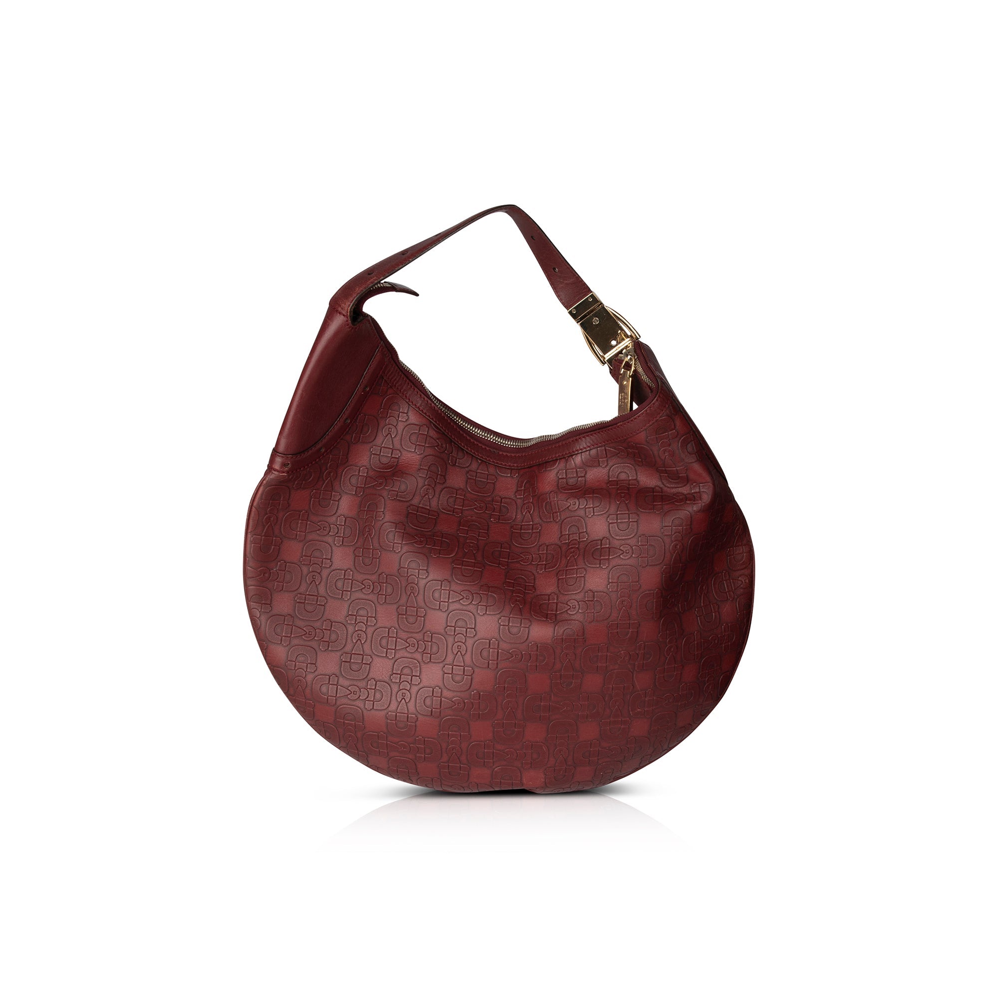 Gucci Embossed Horsebit Leather Glam Hobo