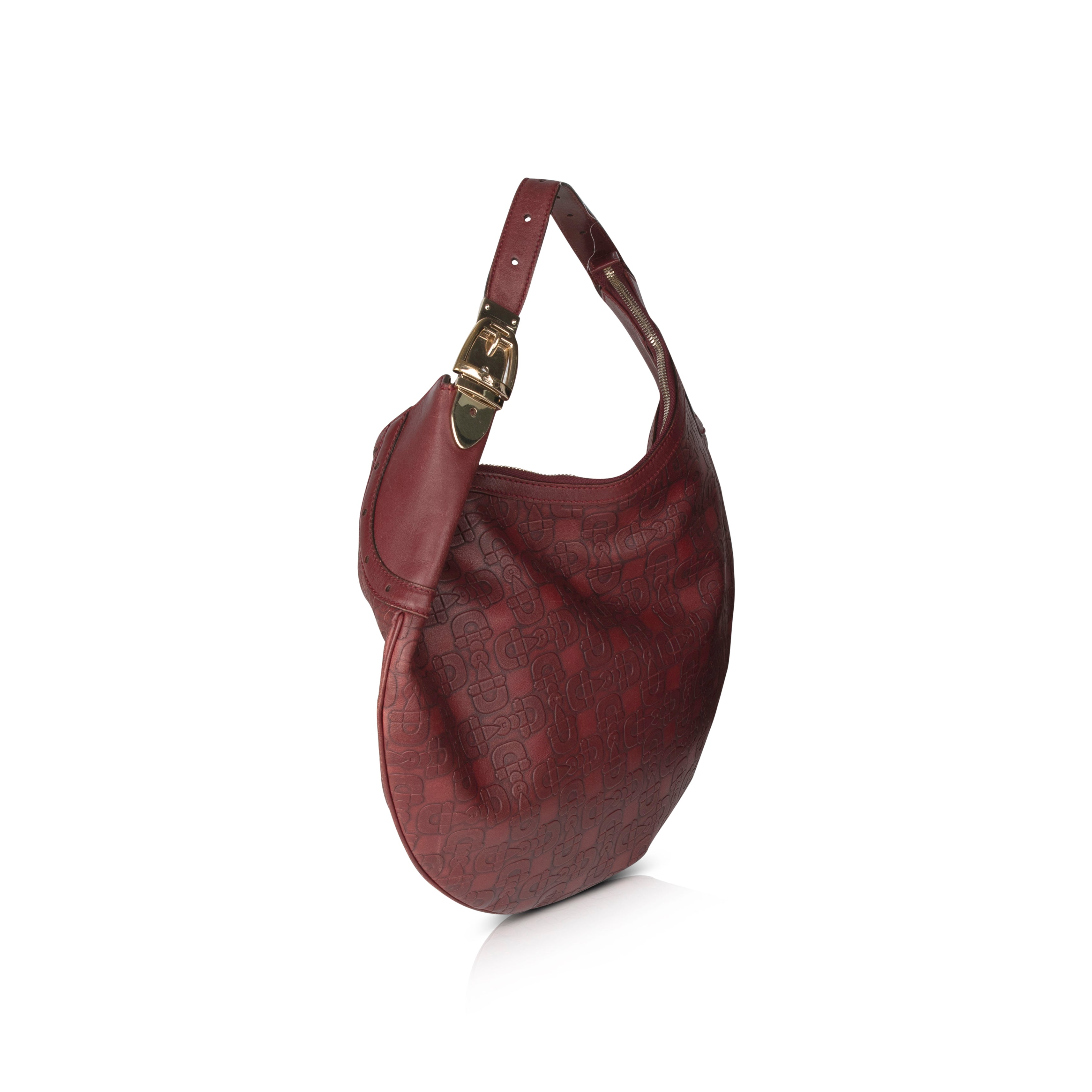 Gucci Embossed Horsebit Leather Glam Hobo