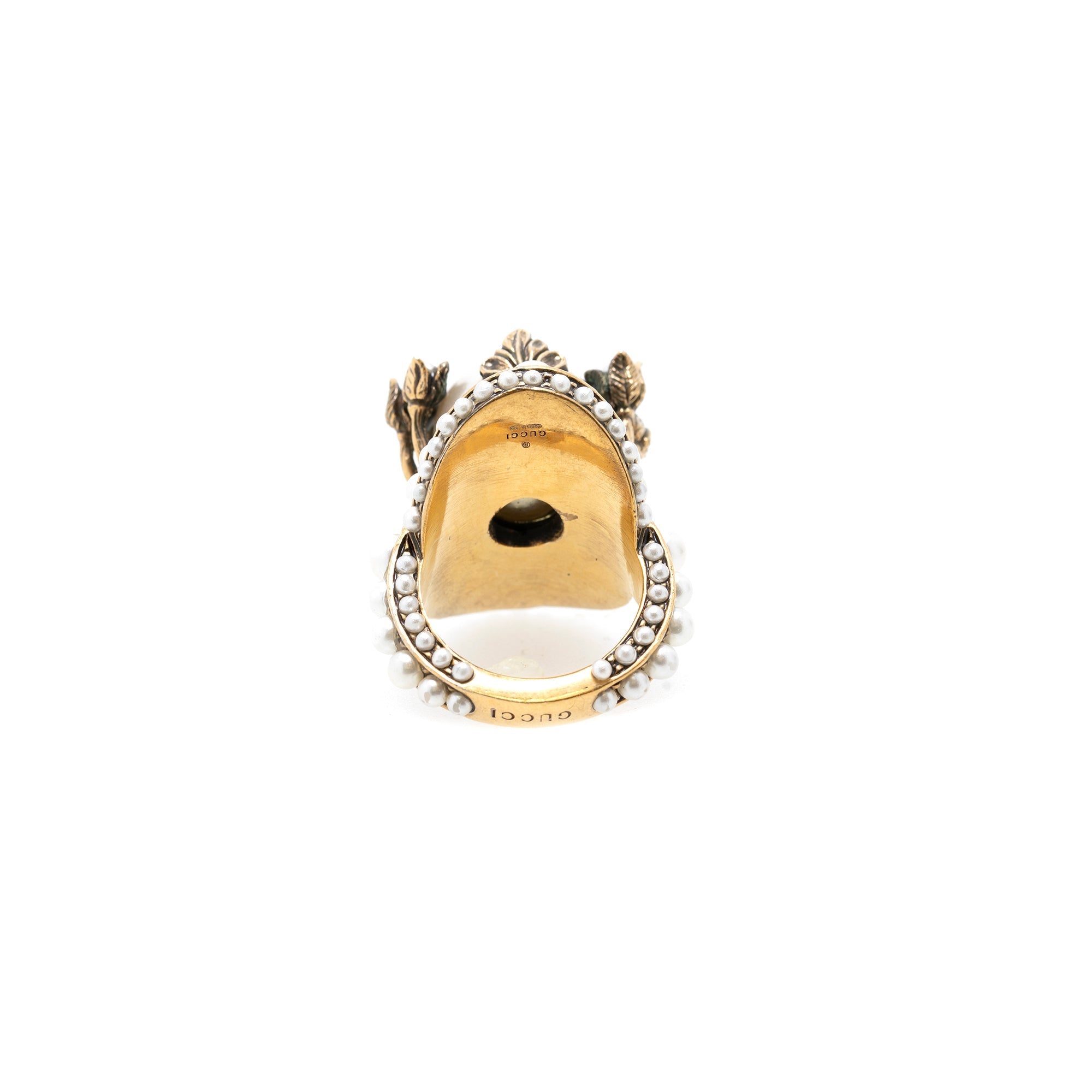 Gucci Faux Pearl Flower Cocktail Ring