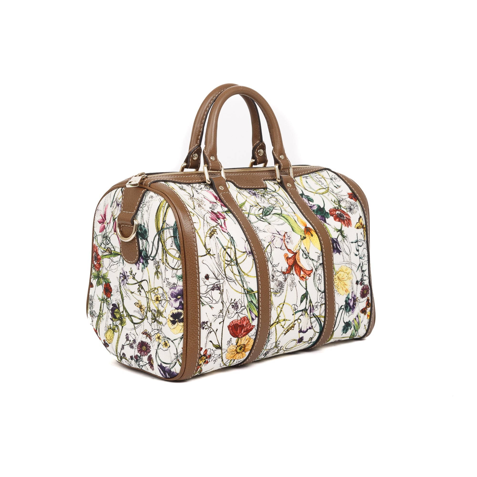 Gucci Flora Canvas Medium Joy Boston Bag w/ Strap
