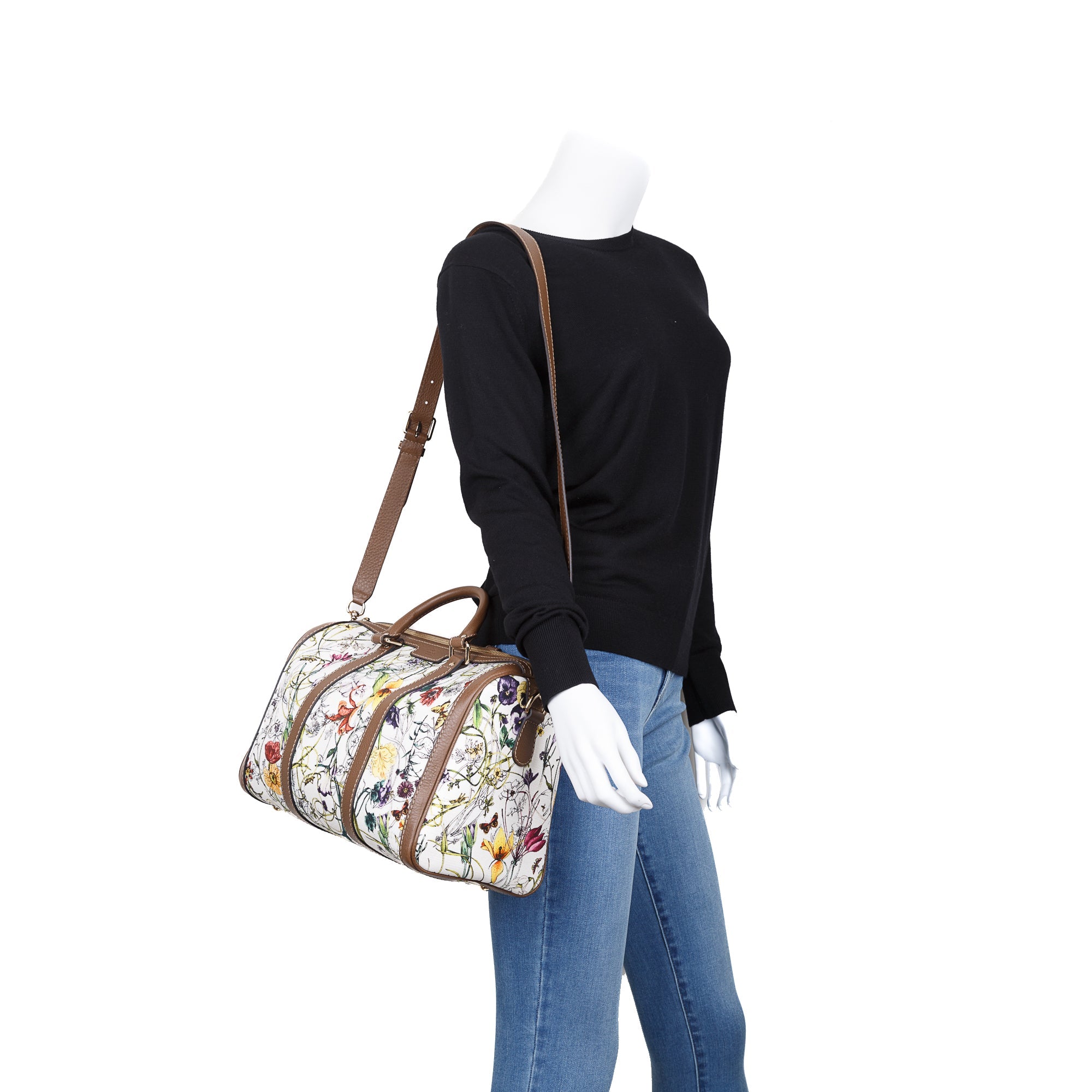 Gucci Flora Canvas Medium Joy Boston Bag w/ Strap