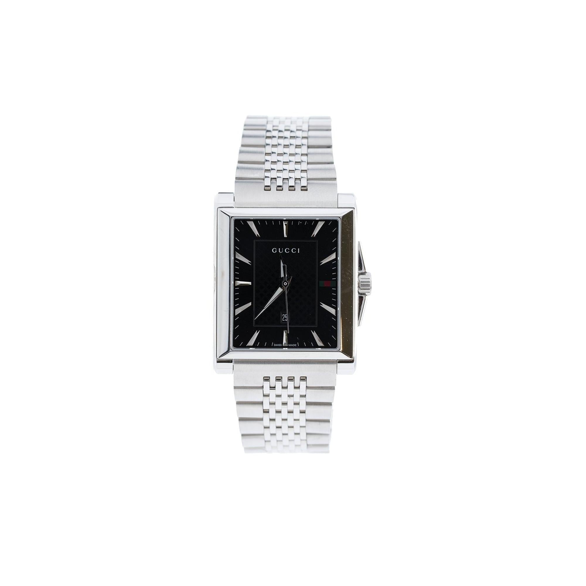 Gucci G-Timeless Rectangular Steel Watch w/ Box