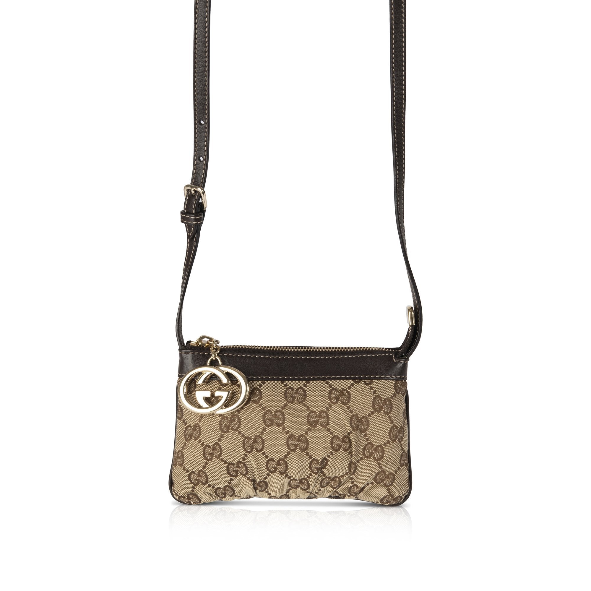 Gucci GG Canvas Charm Sling Pochette w/ Box