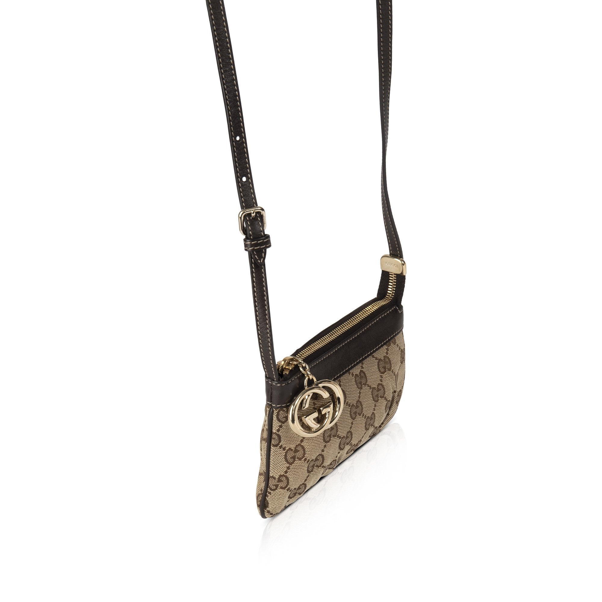 Gucci GG Canvas Charm Sling Pochette w/ Box