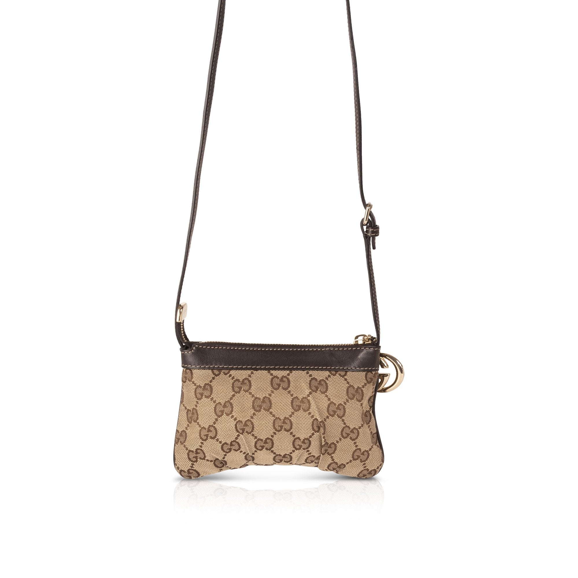 Gucci GG Canvas Charm Sling Pochette w/ Box