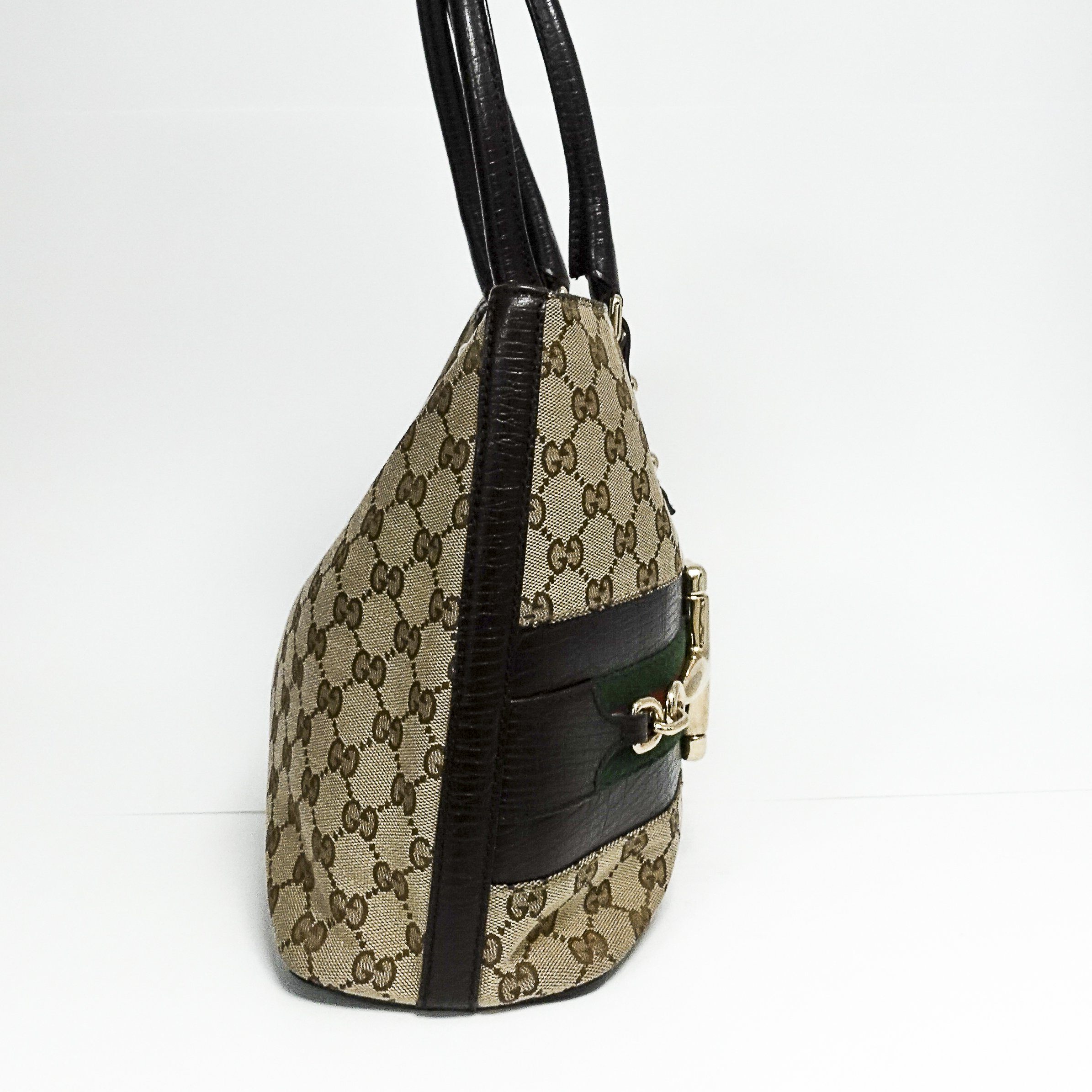 Gucci GG Canvas Horsebit Hasler Tote Handbag
