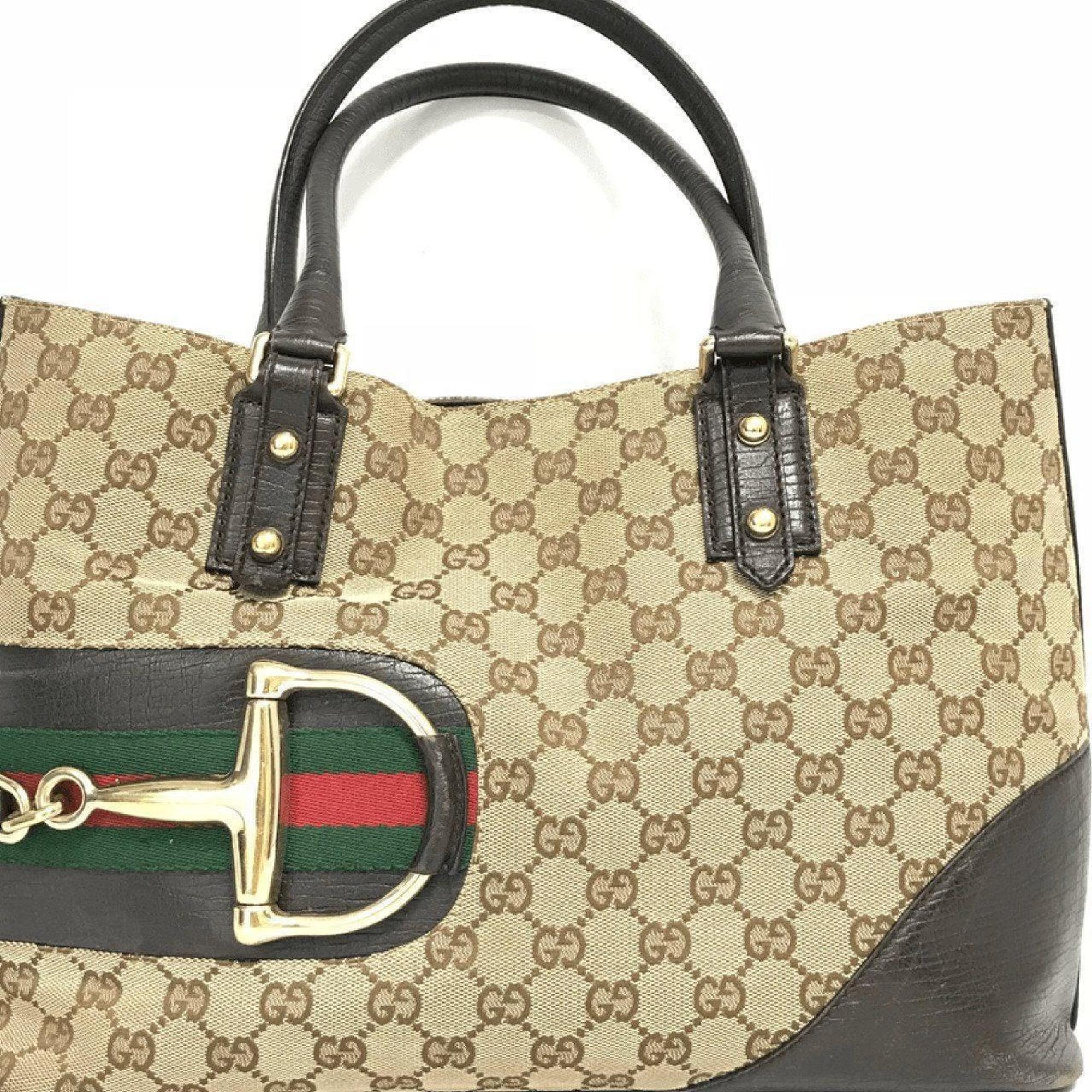 Gucci GG Canvas Horsebit Hasler Tote Handbag