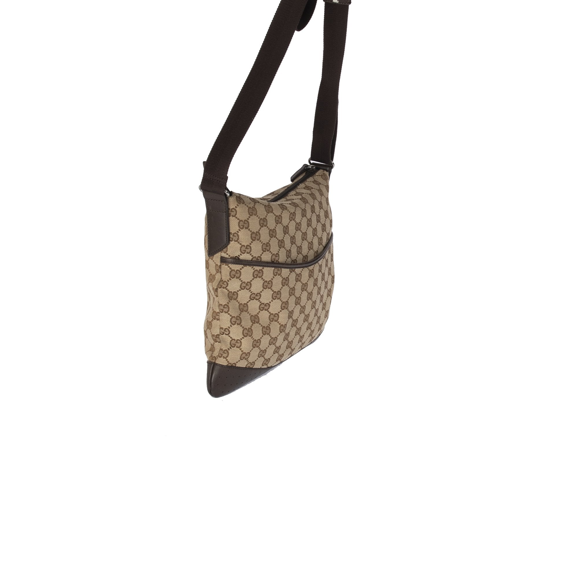 Gucci GG Canvas Perforated Leather Medium Messenger Bag