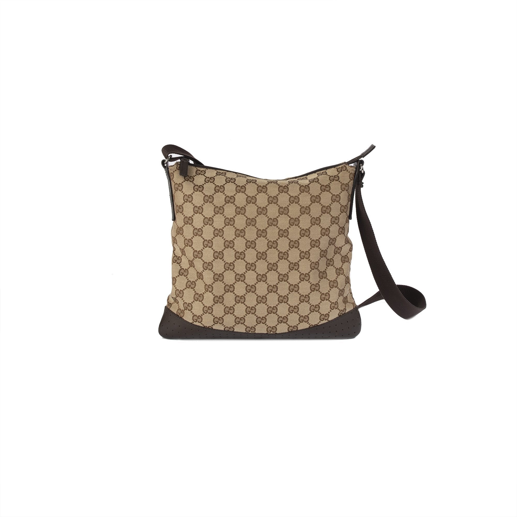 Gucci GG Canvas Perforated Leather Medium Messenger Bag