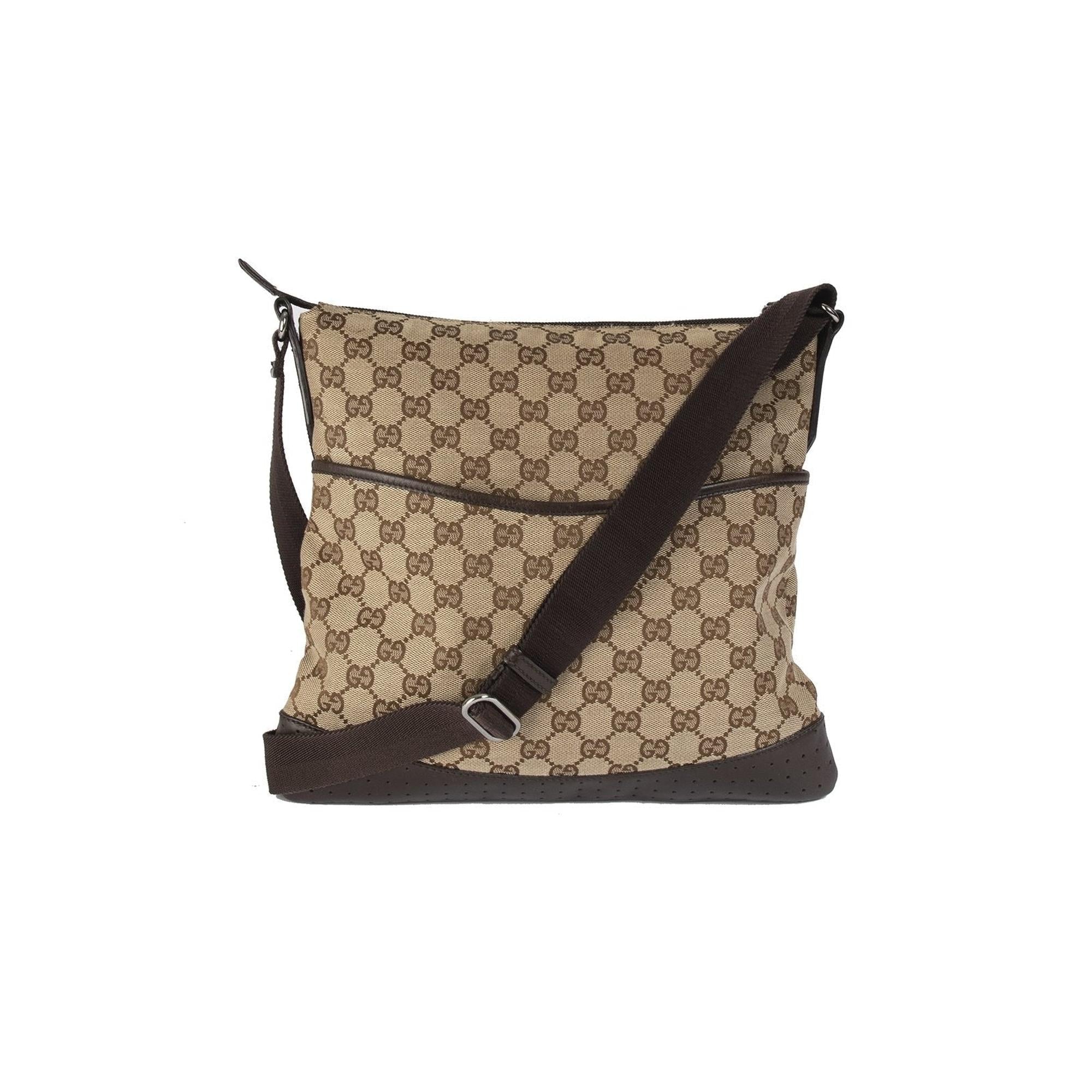 Gucci GG Canvas Perforated Leather Medium Messenger Bag