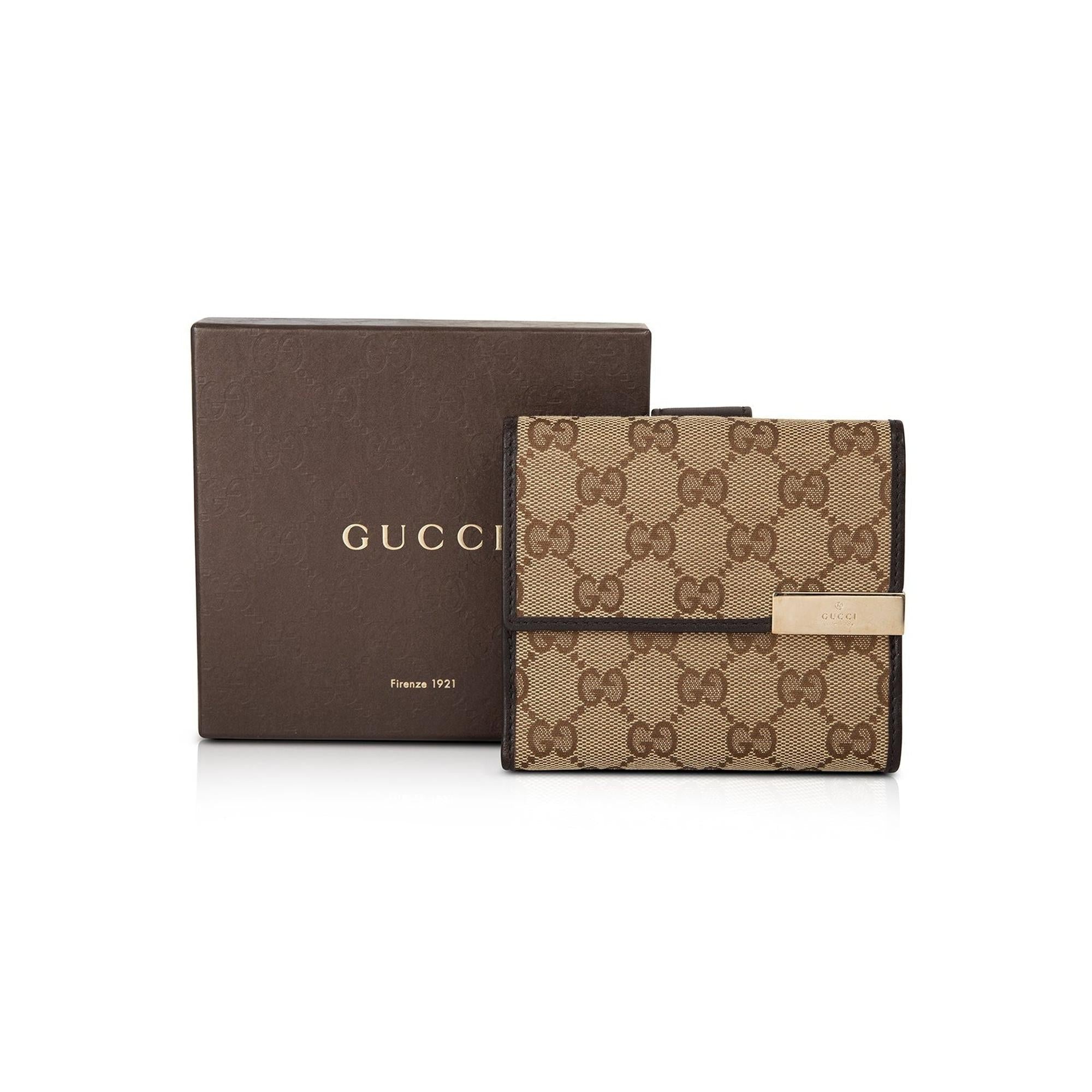 Gucci GG Canvas Trifold Wallet w/ Box
