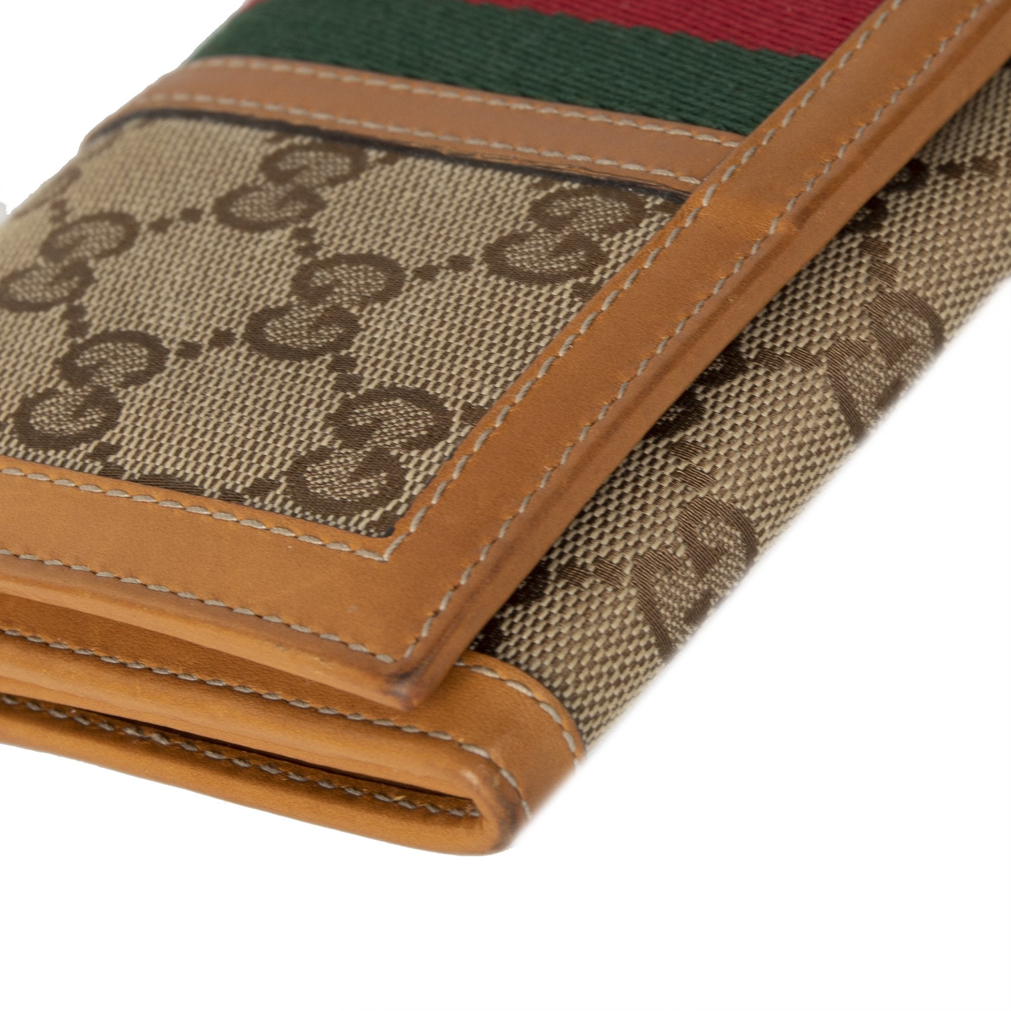 Gucci GG Canvas Web Continental Wallet w/ Box