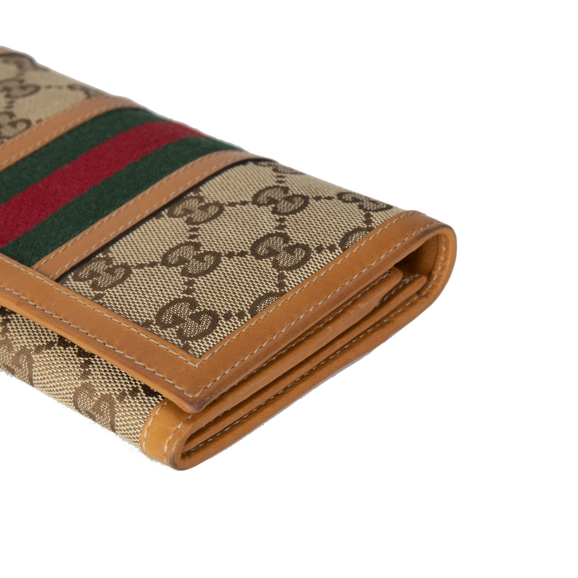 Gucci GG Canvas Web Continental Wallet w/ Box