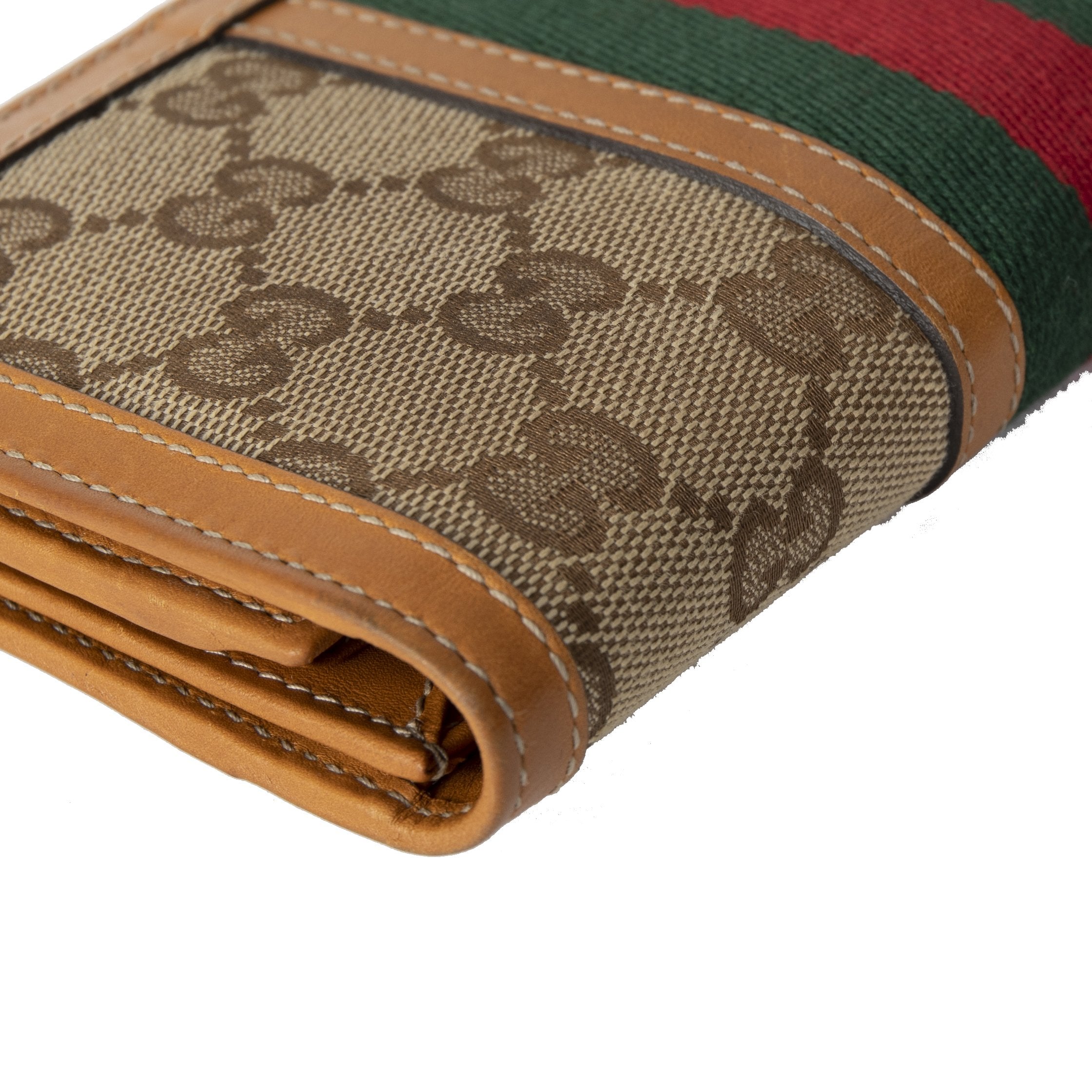 Gucci GG Canvas Web Continental Wallet w/ Box