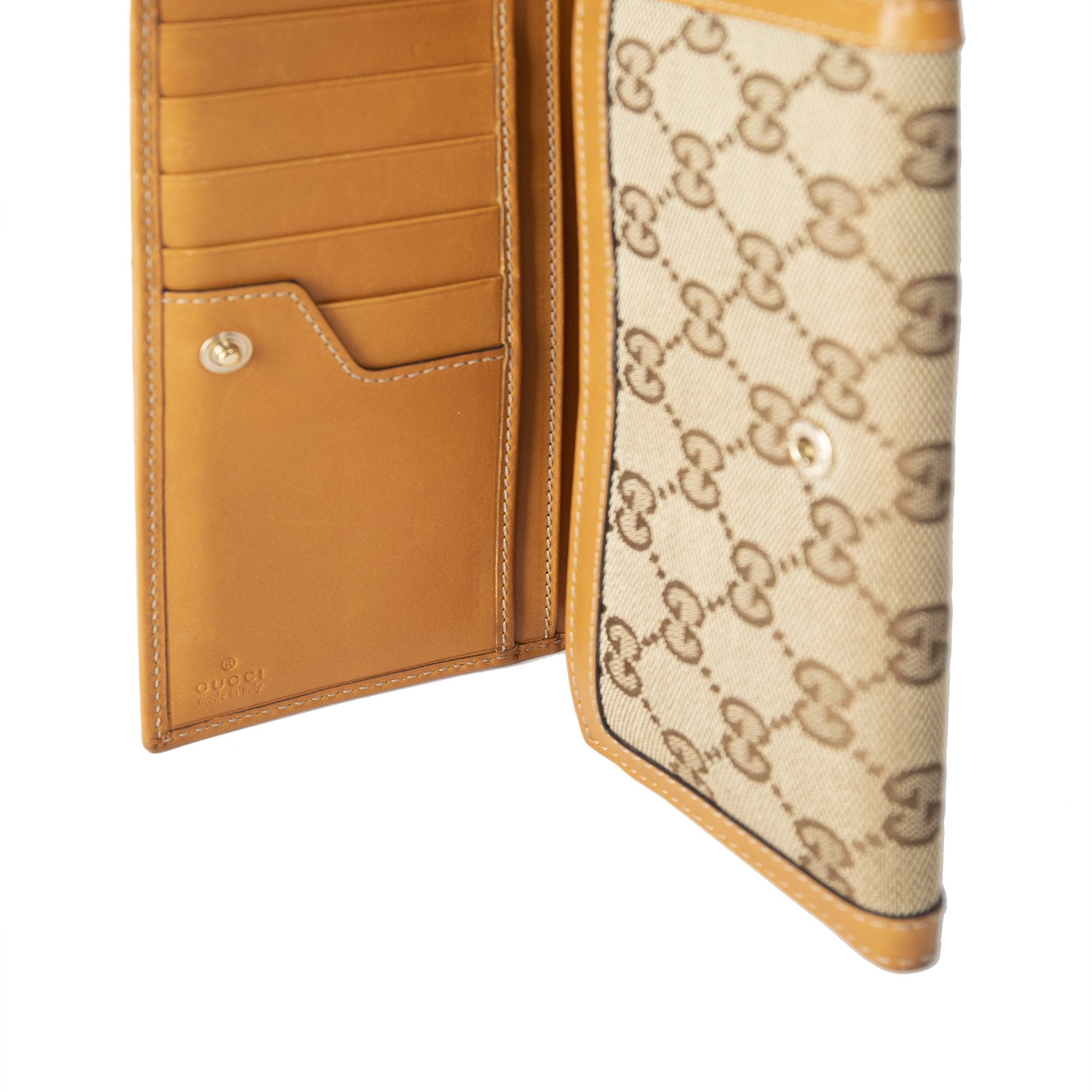 Gucci GG Canvas Web Continental Wallet w/ Box