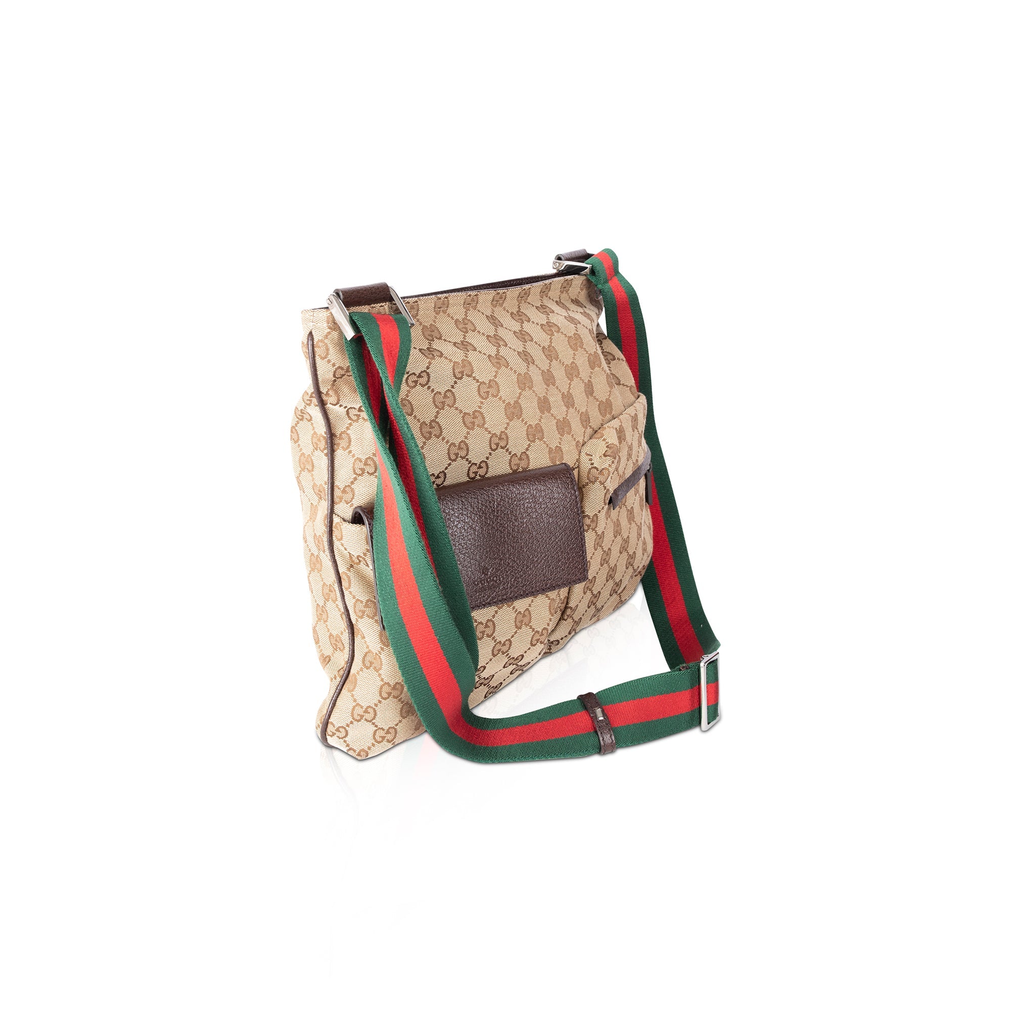 Gucci GG Canvas Web Double Pocket Messenger Bag