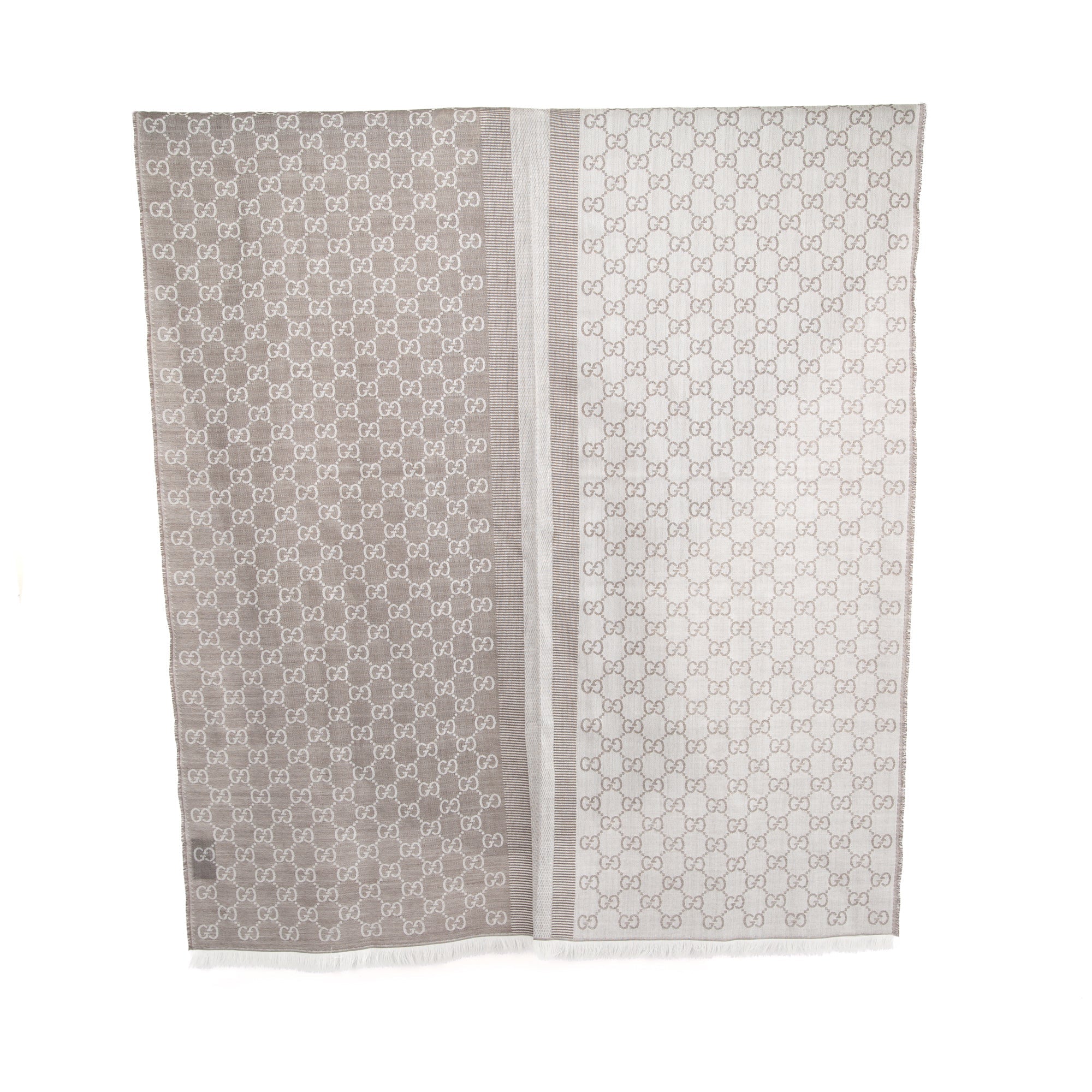 Gucci GG Jacquard Silk Wool Scarf w/ Box