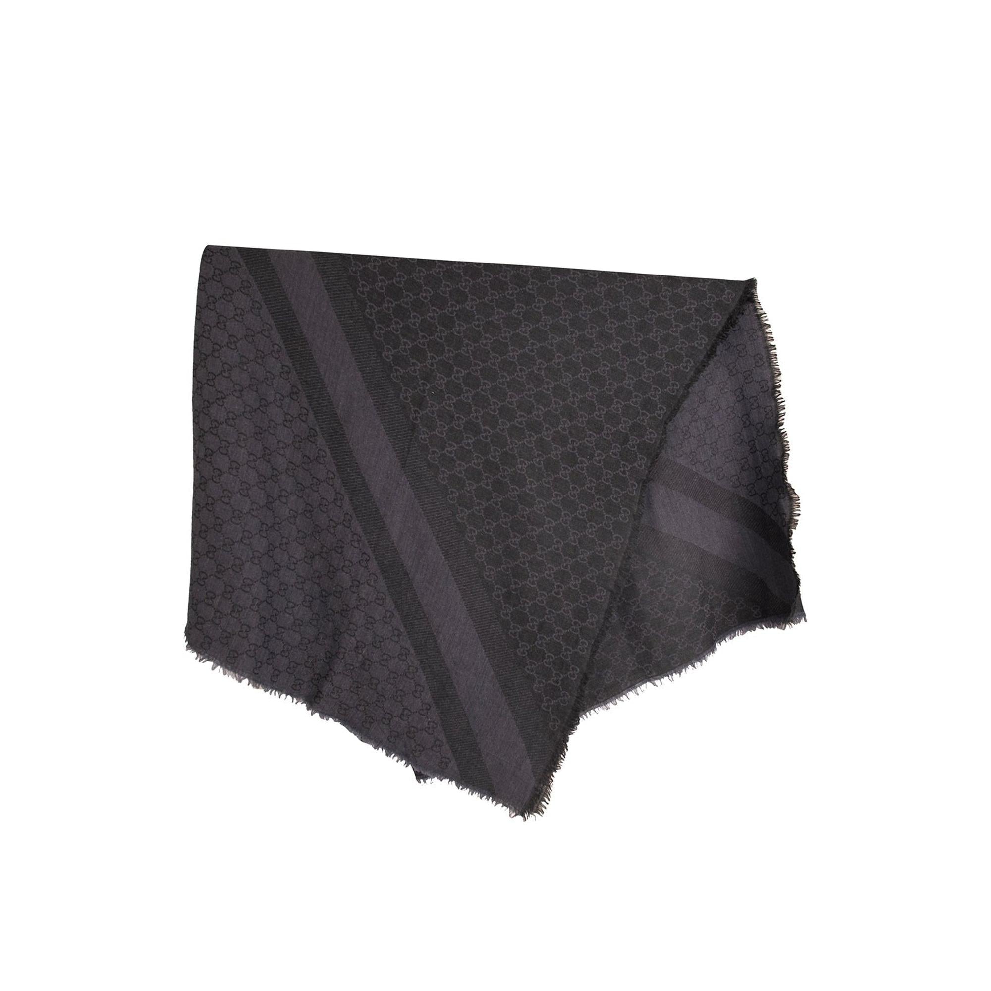 Gucci GG Jacquard Silk Wool Shawl