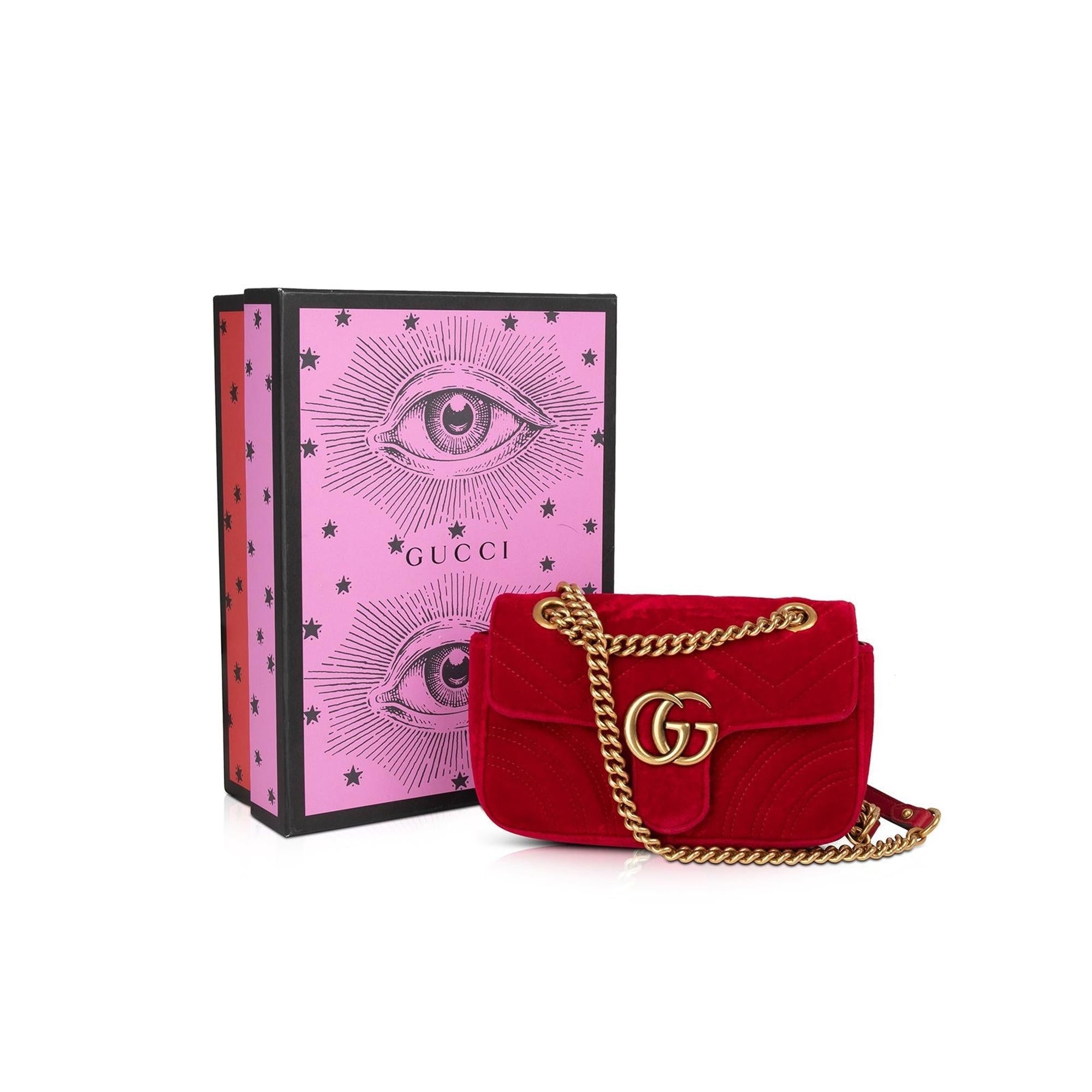 Gucci GG Marmont Matelasse Velvet Mini Bag w/ Box & Receipt