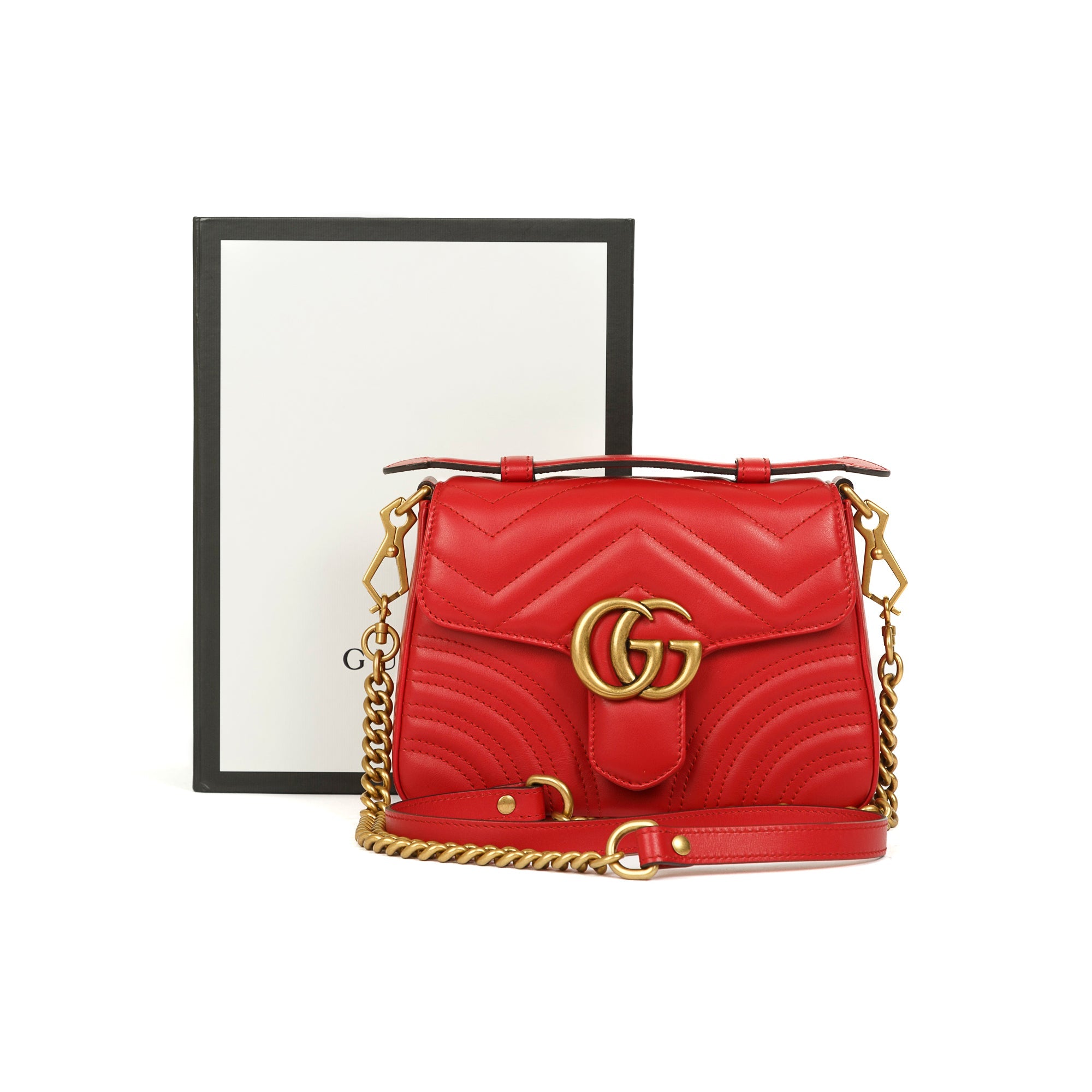 Gucci GG Marmont Mini Top Handle Bag w/ Box