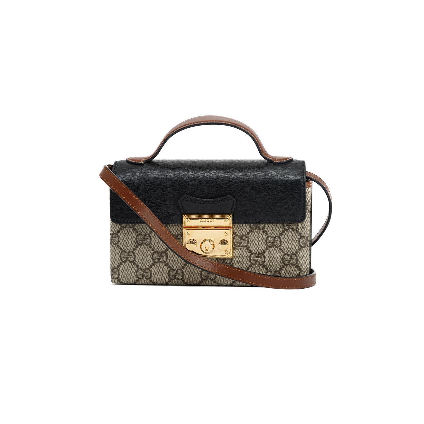 Gucci GG Supreme Padlock Mini Bag w/ Strap & Box