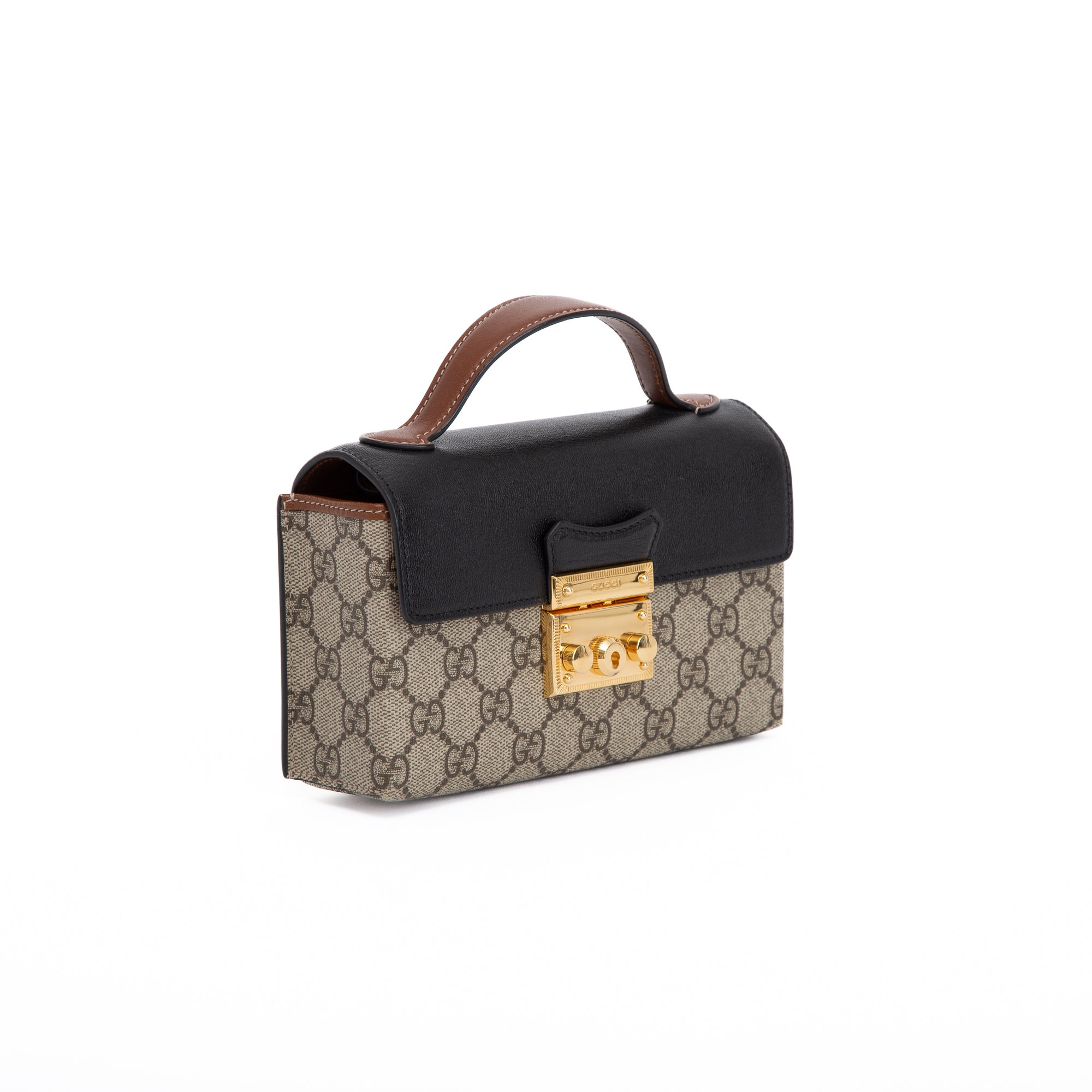 Gucci GG Supreme Padlock Mini Bag w/ Strap & Box