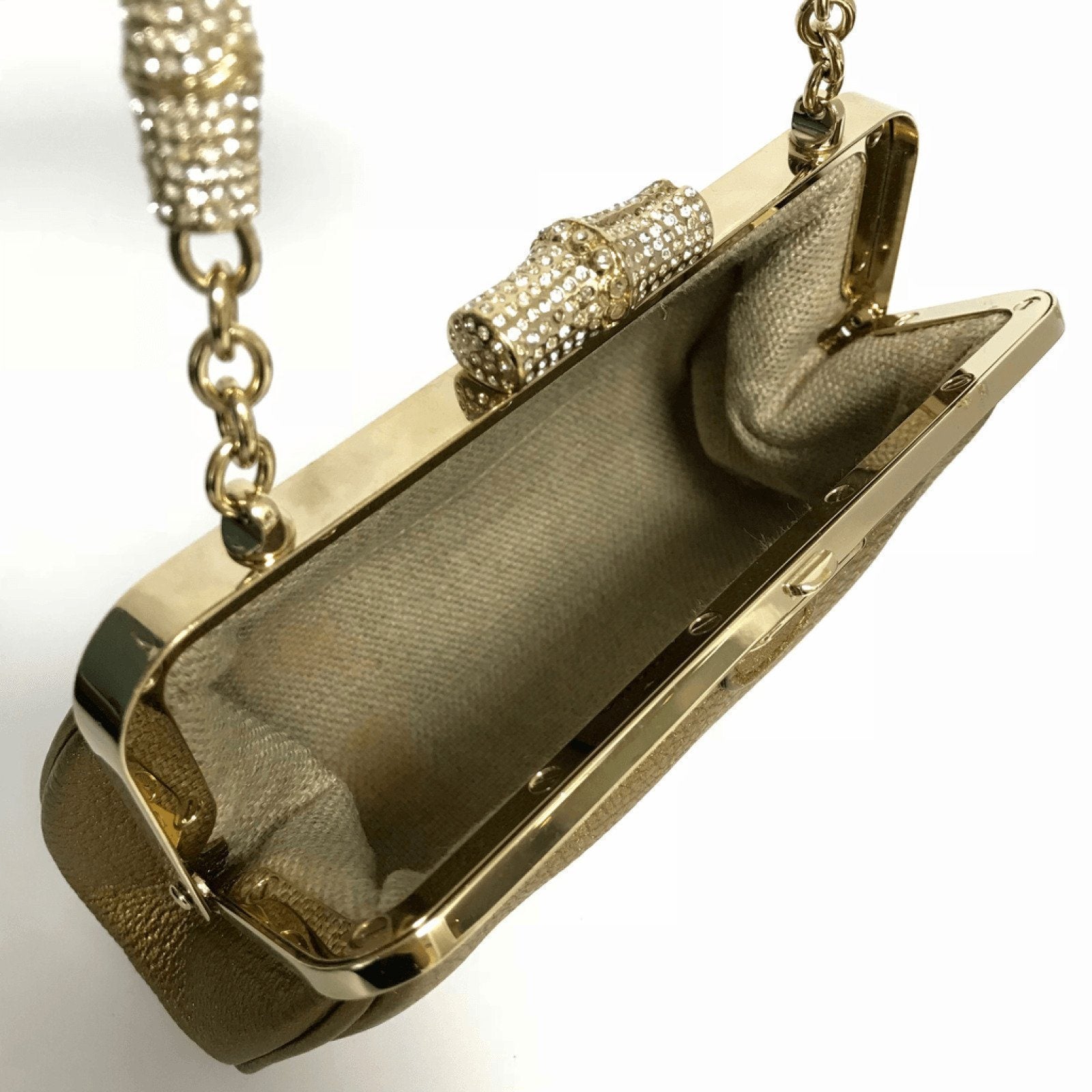 Gucci Gold Le Gold Swarovski Bamboo Chain Eveneing Bag