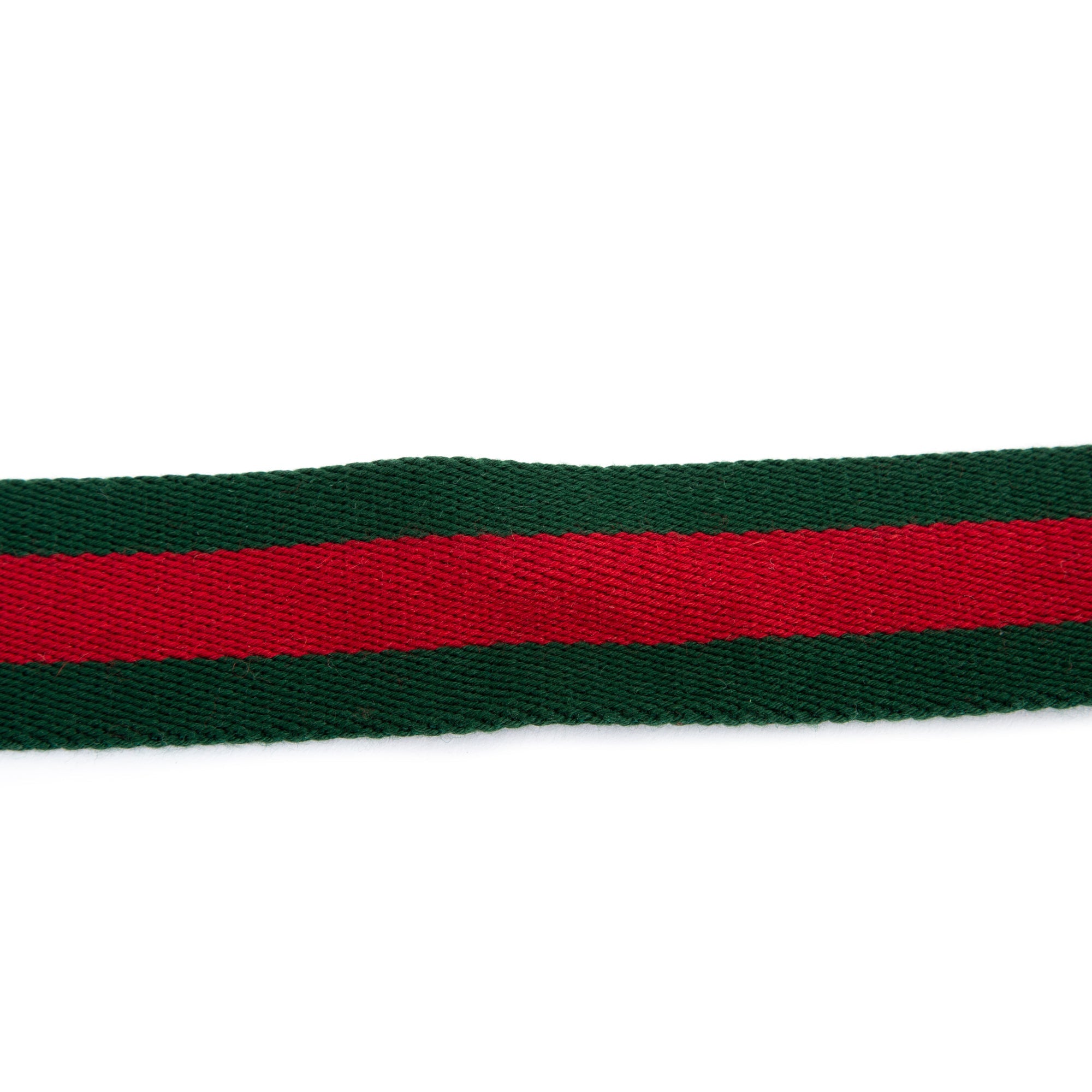Gucci Green & Red Web Canvas & Black Leather Belt with Double G Buckle