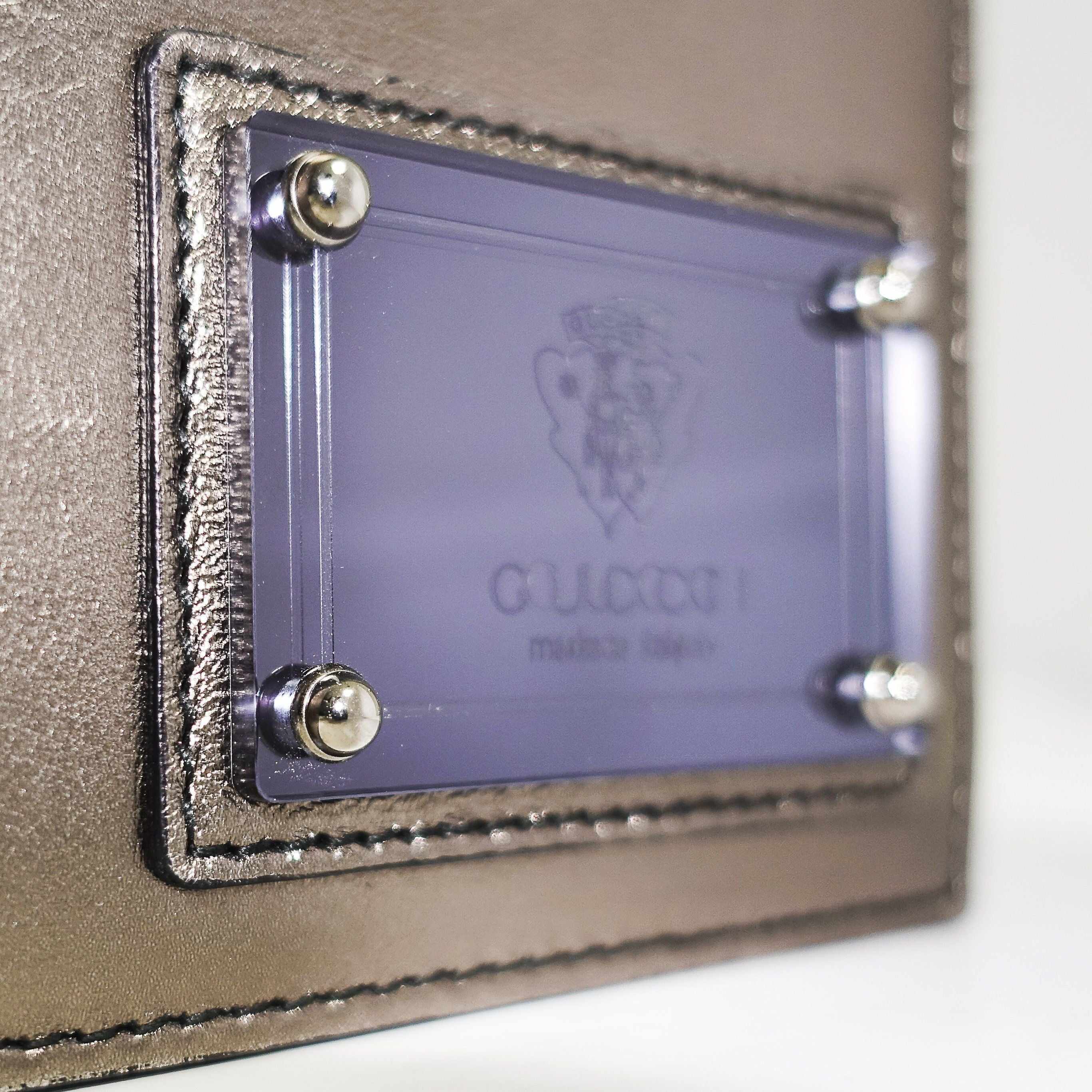 Gucci Grey Metallic Leather Clutch